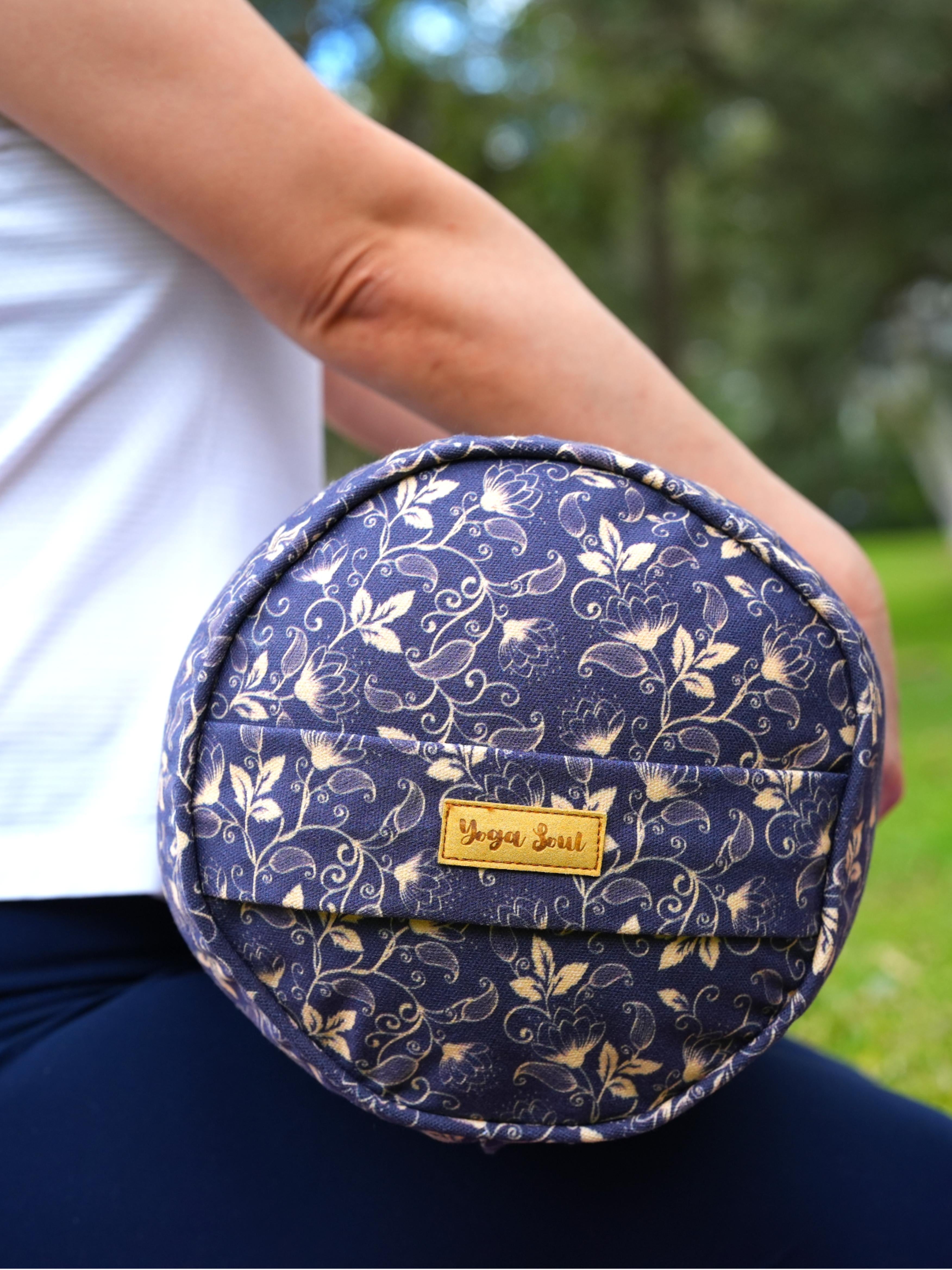 Round Yoga Bolster | Water Lily | Purple Blue