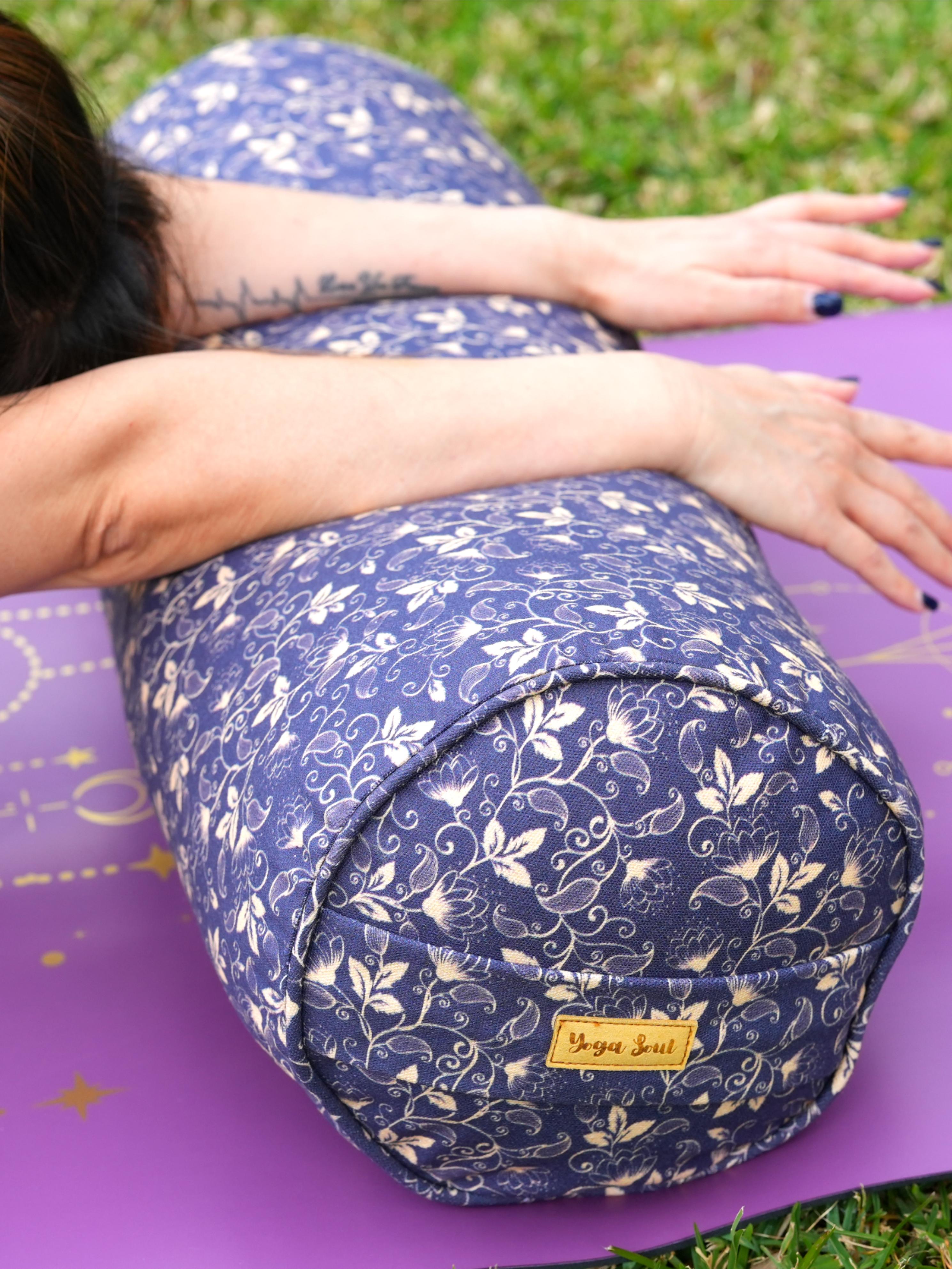 Round Yoga Bolster | Water Lily | Purple Blue