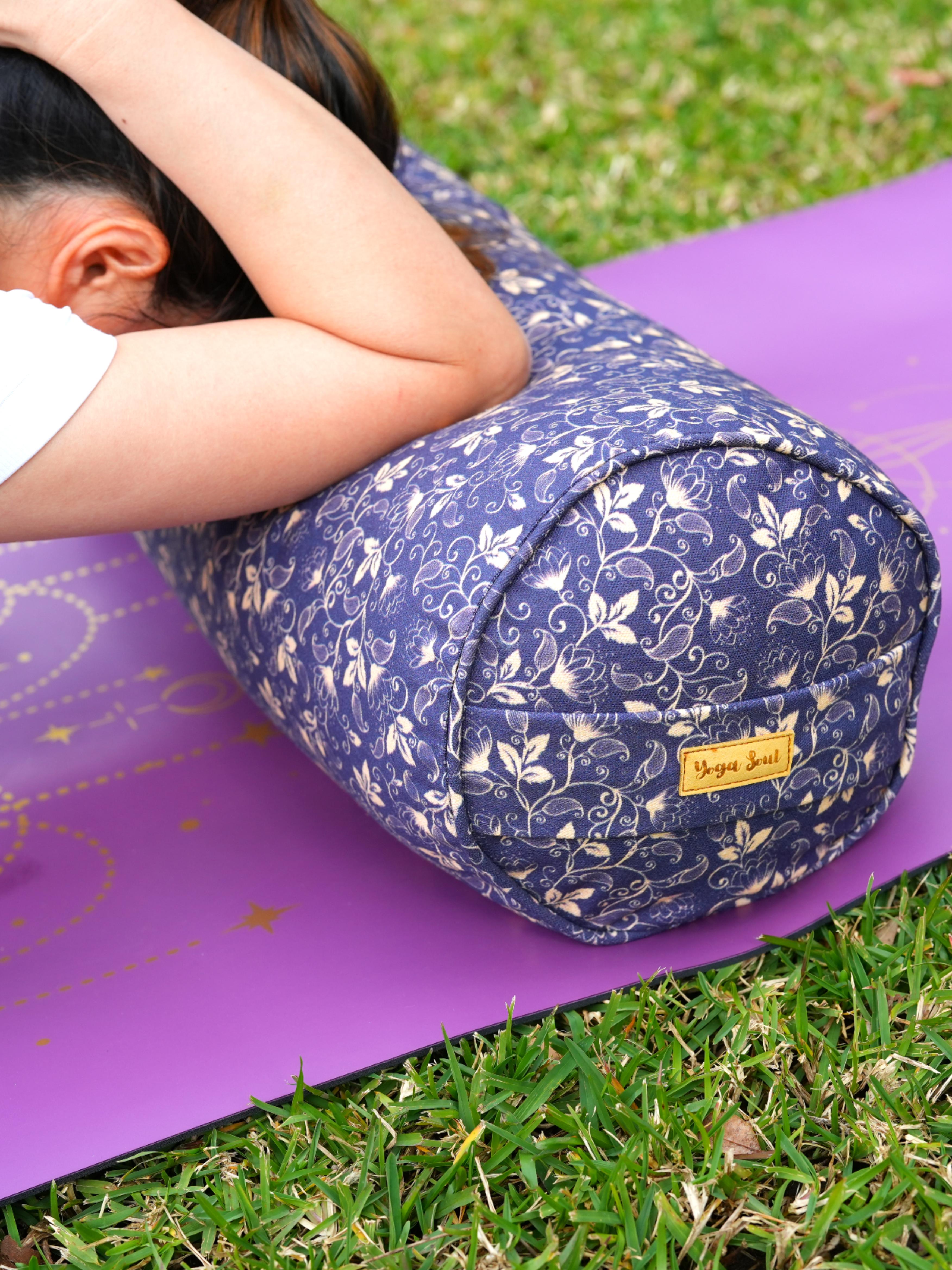 Round Yoga Bolster | Water Lily | Purple Blue