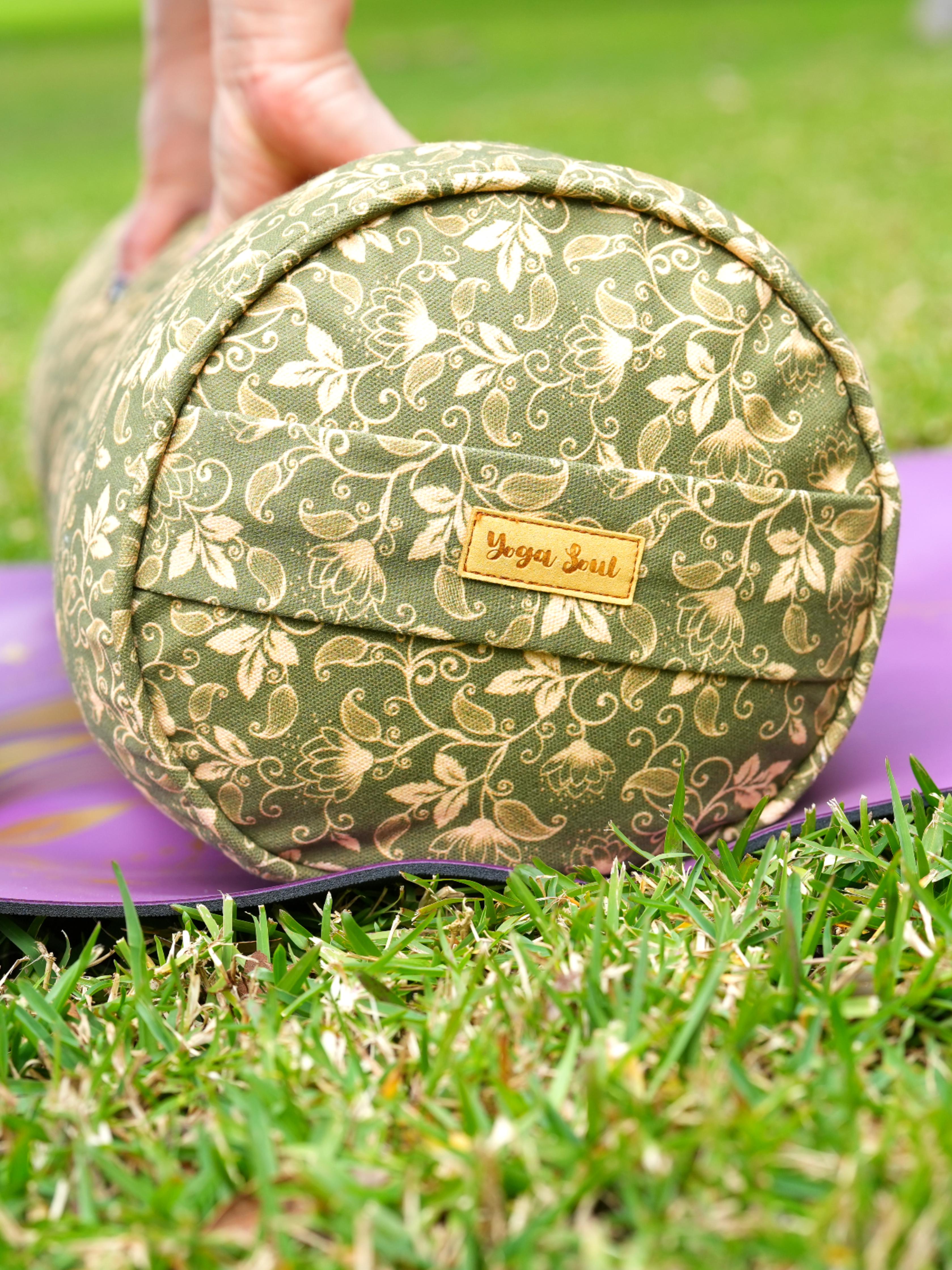 Round Yoga Bolster | Water Lily | Olive