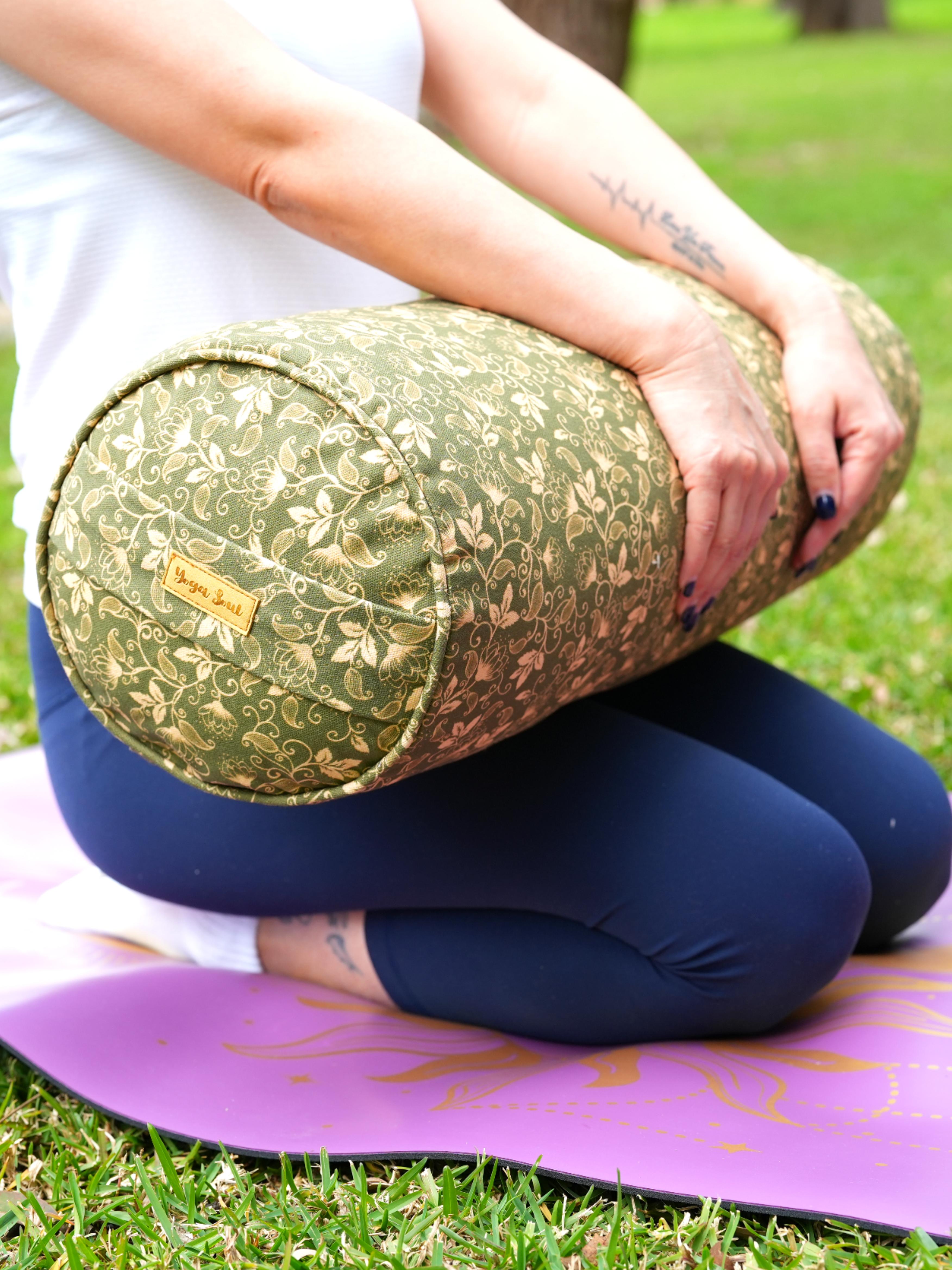 Round Yoga Bolster | Water Lily | Olive