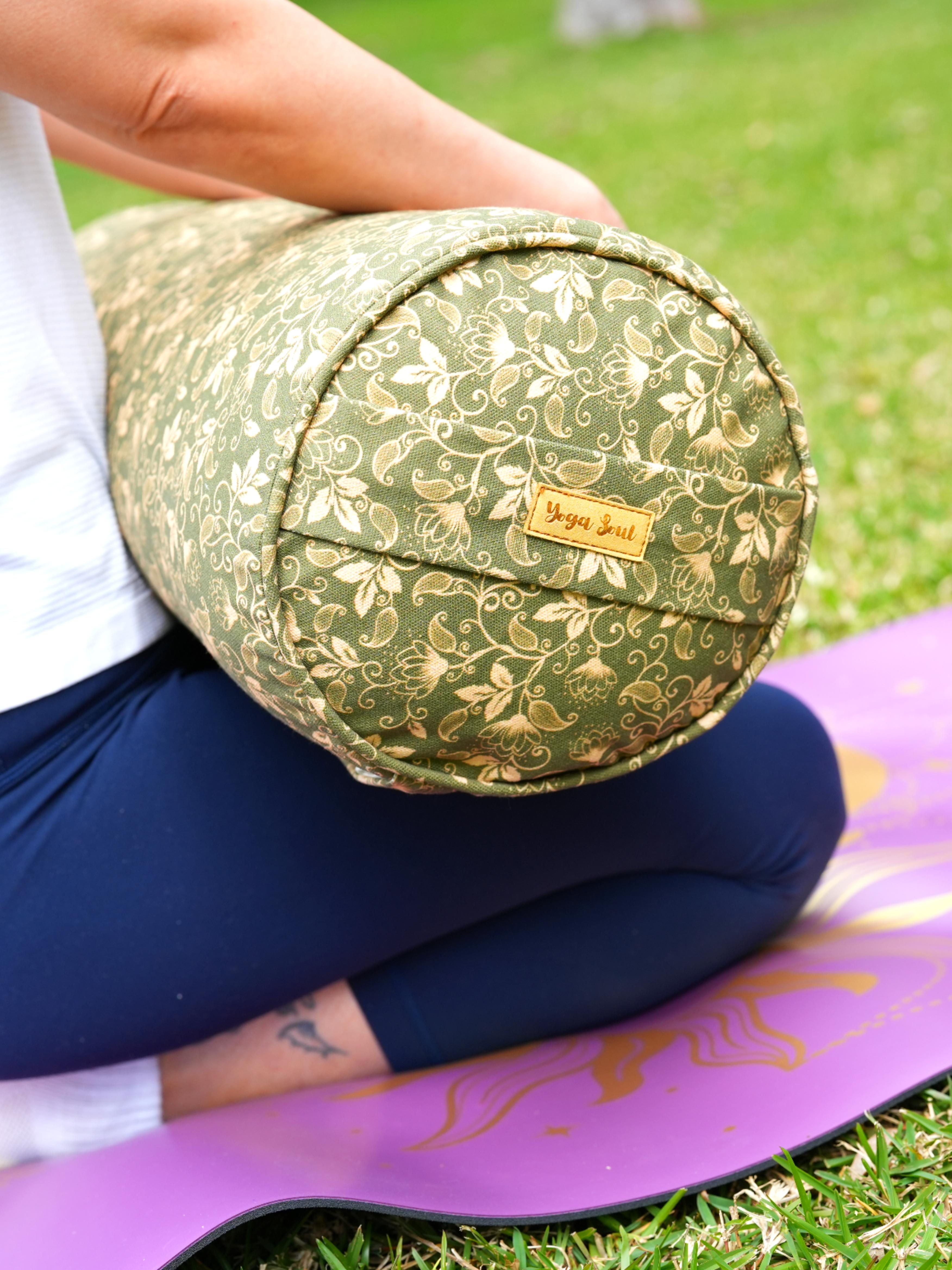 Round Yoga Bolster | Water Lily | Olive
