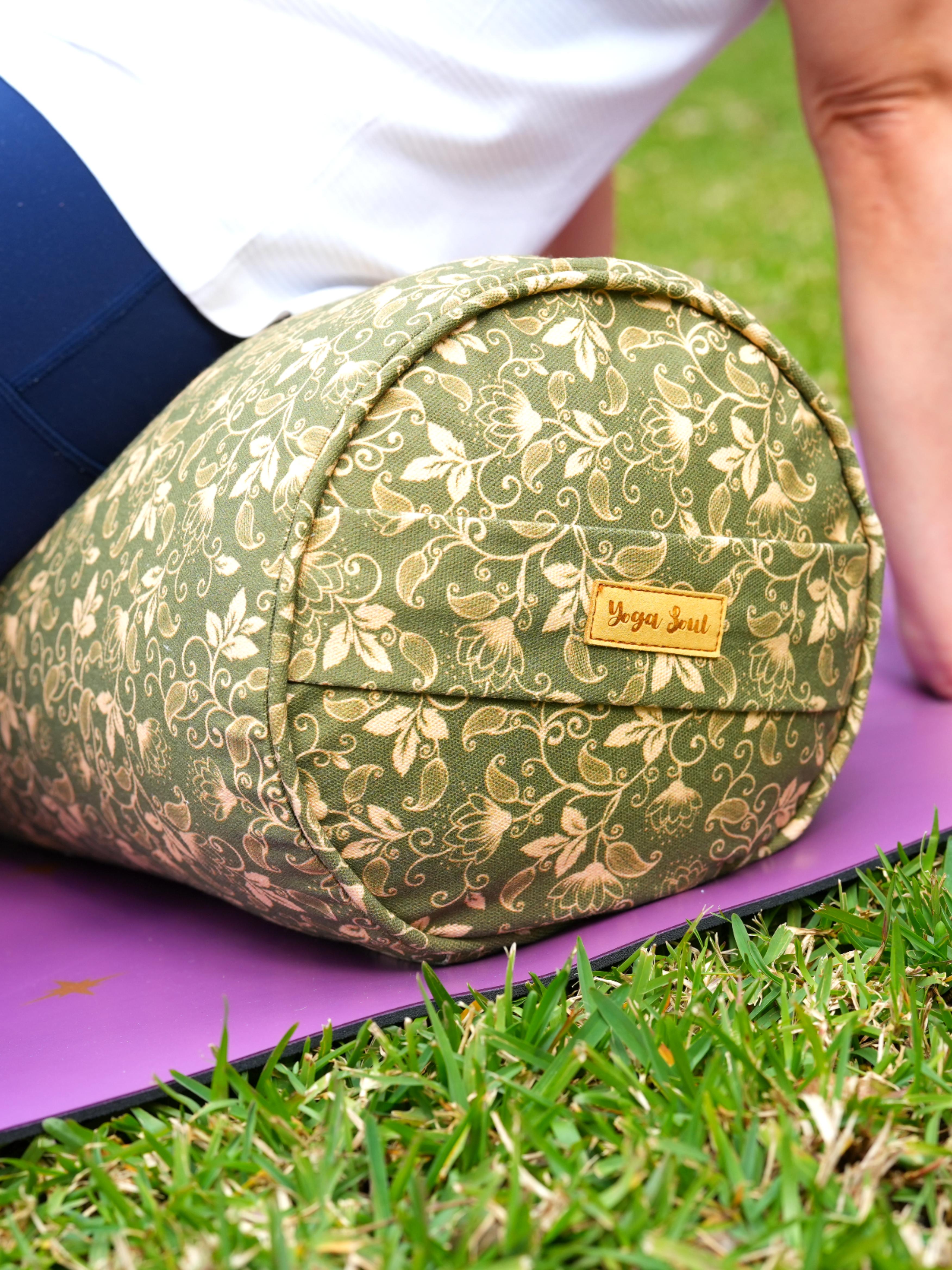 Round Yoga Bolster | Water Lily | Olive