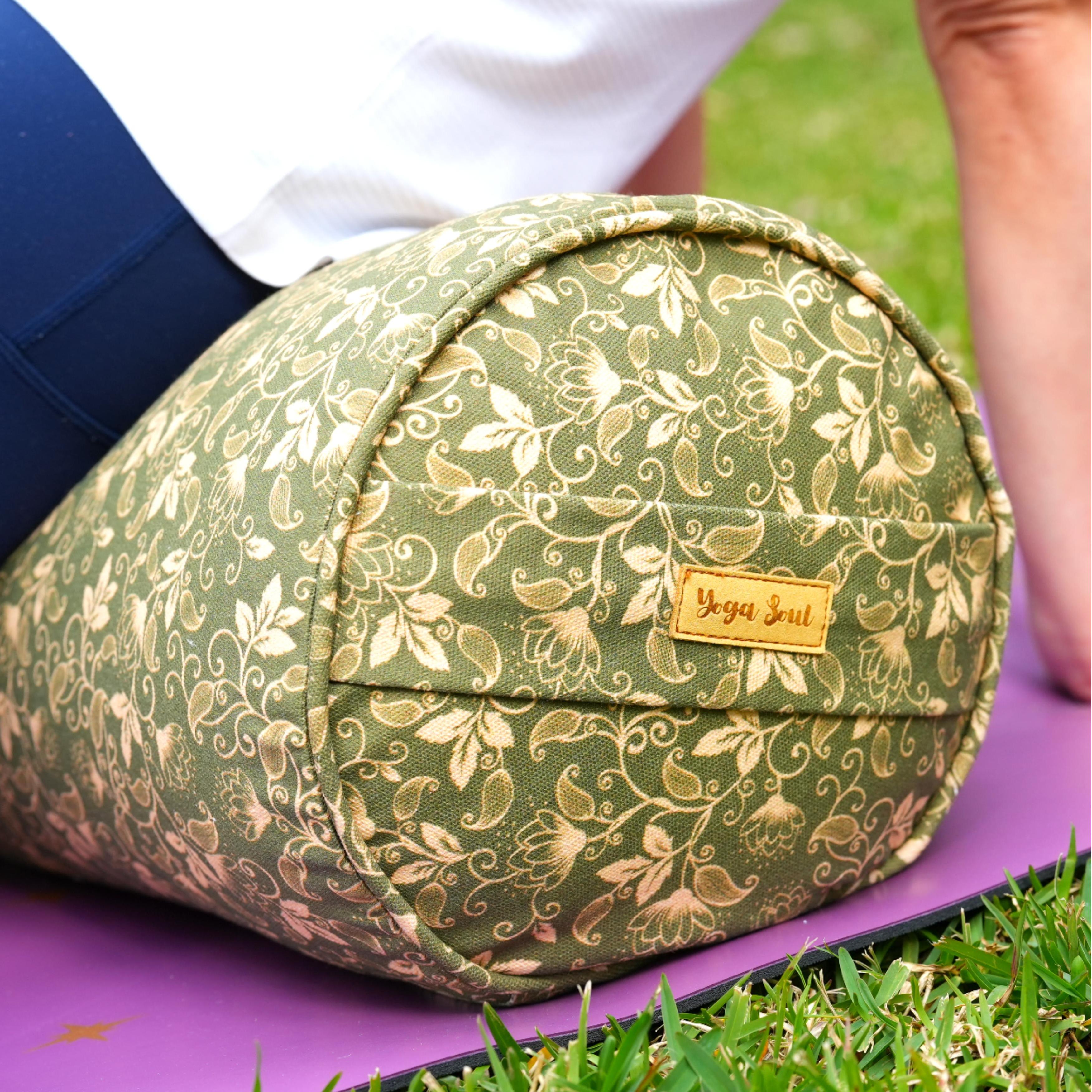 Round Yoga Bolster | Sacred Lotus| Olive