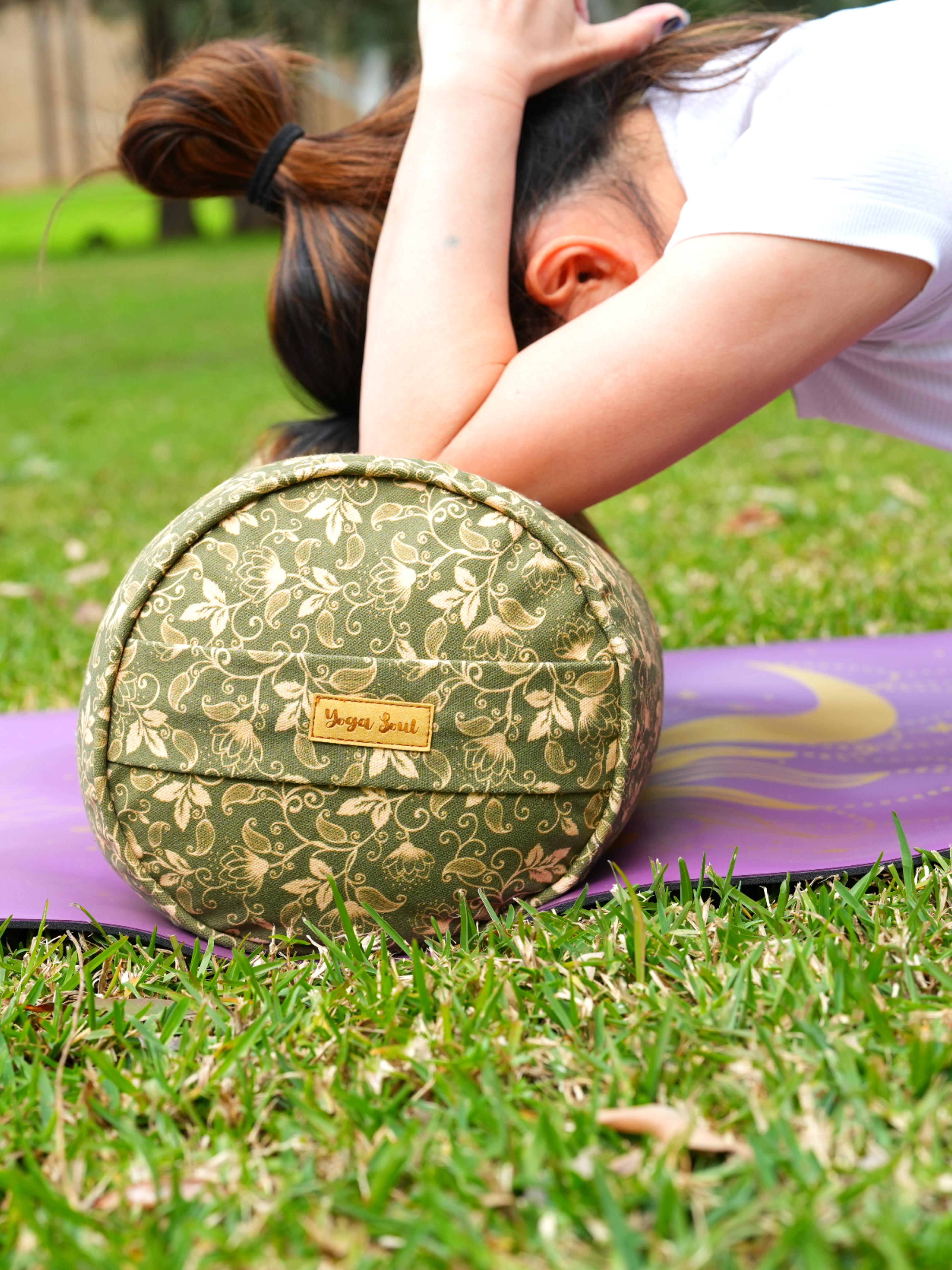 Round Yoga Bolster | Water Lily | Olive