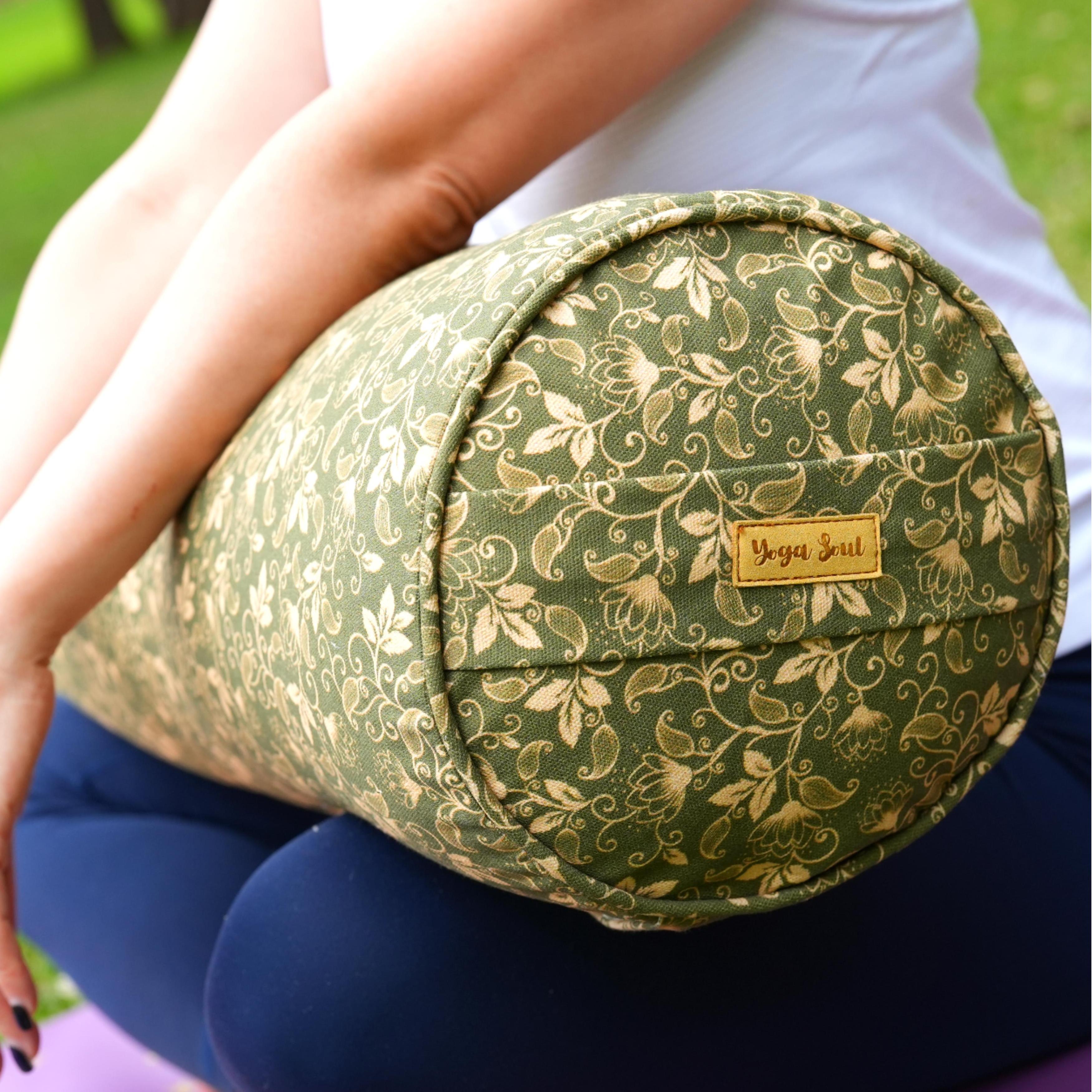 Round Yoga Bolster | Sacred Lotus| Olive