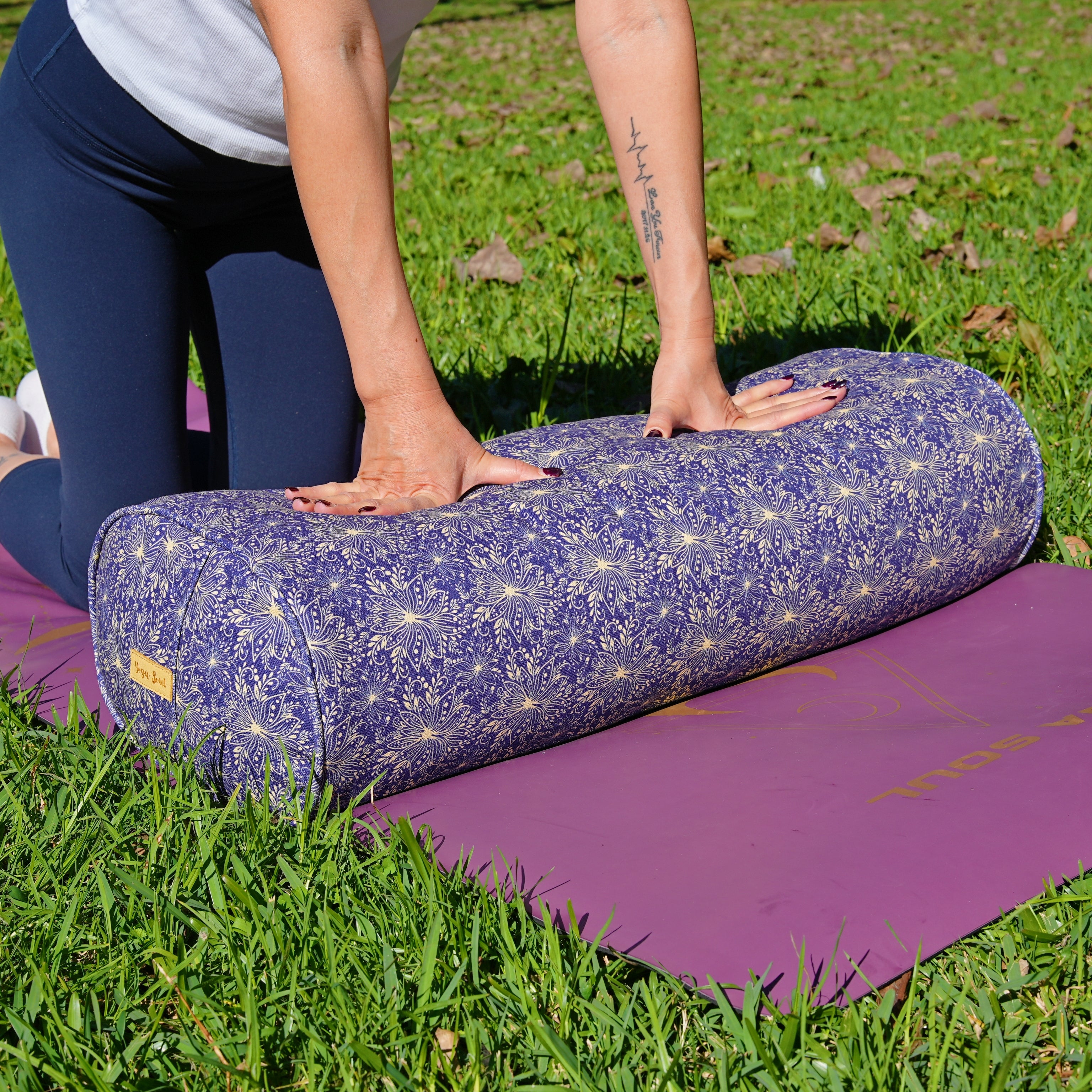 Oval Yoga Bolster | Sattva Lotus | Midnight Blue
