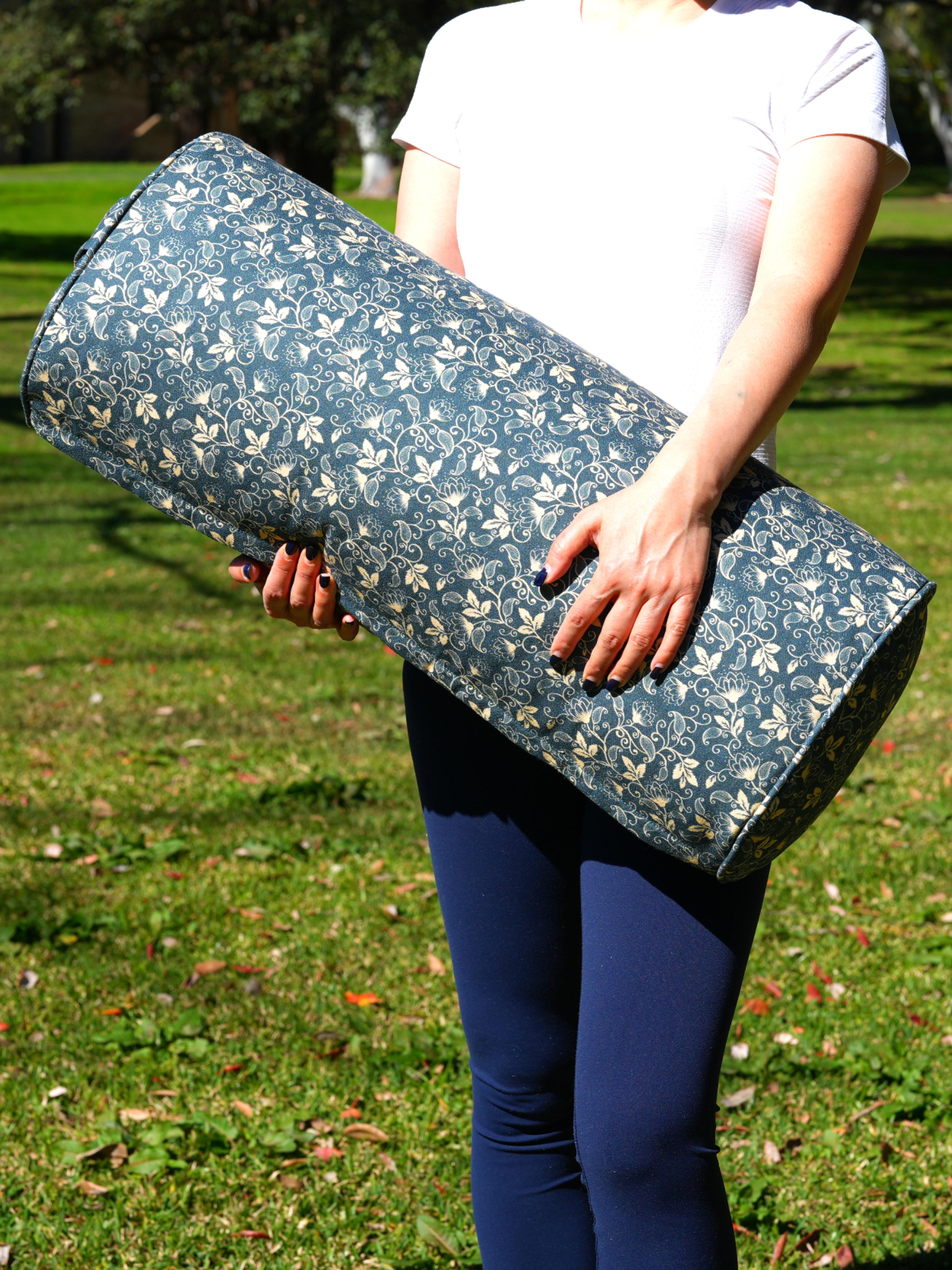 Oval Yoga Bolster | Water Lily| Deep Ocean