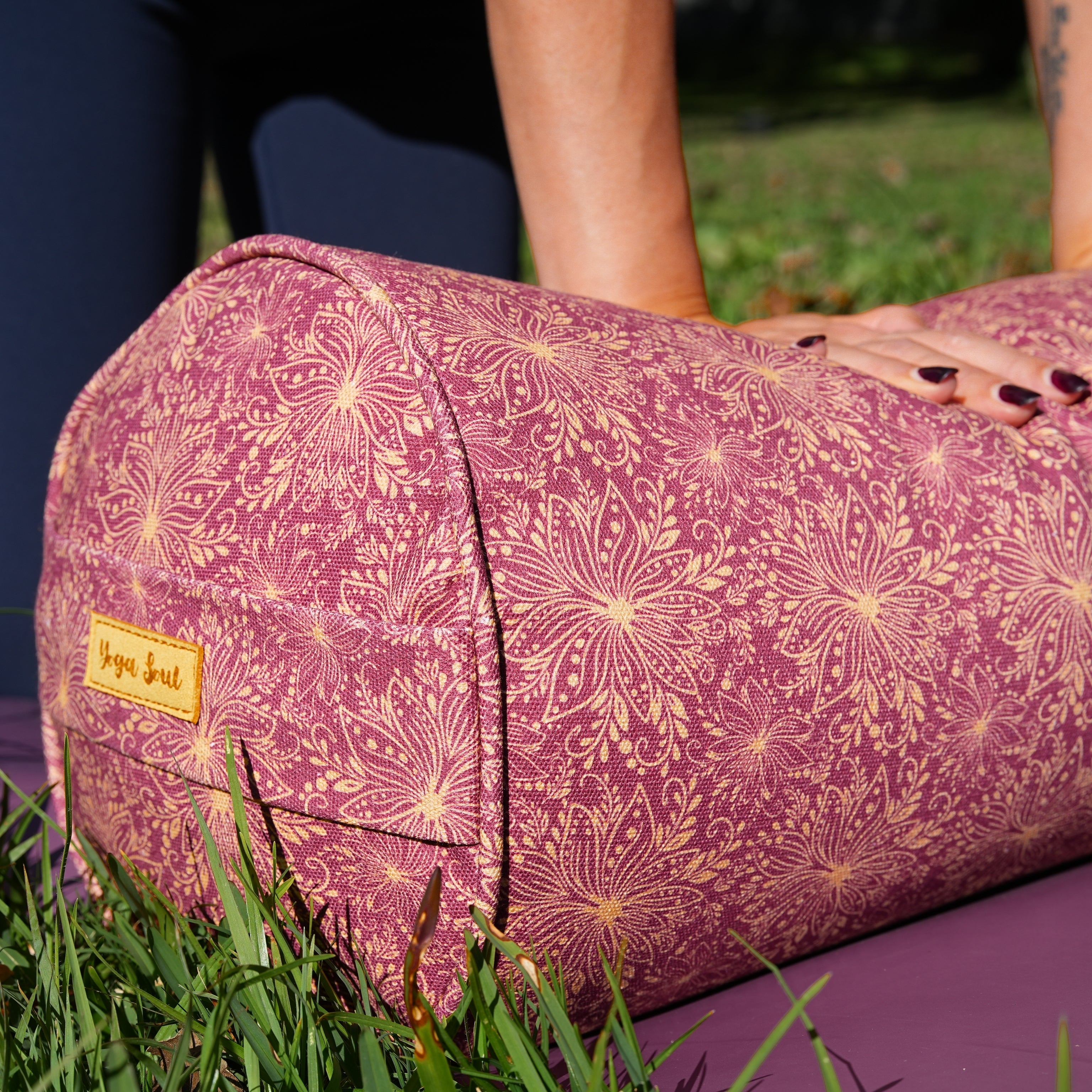 Round Yoga Bolster | Sattva Lotus | Aura Red