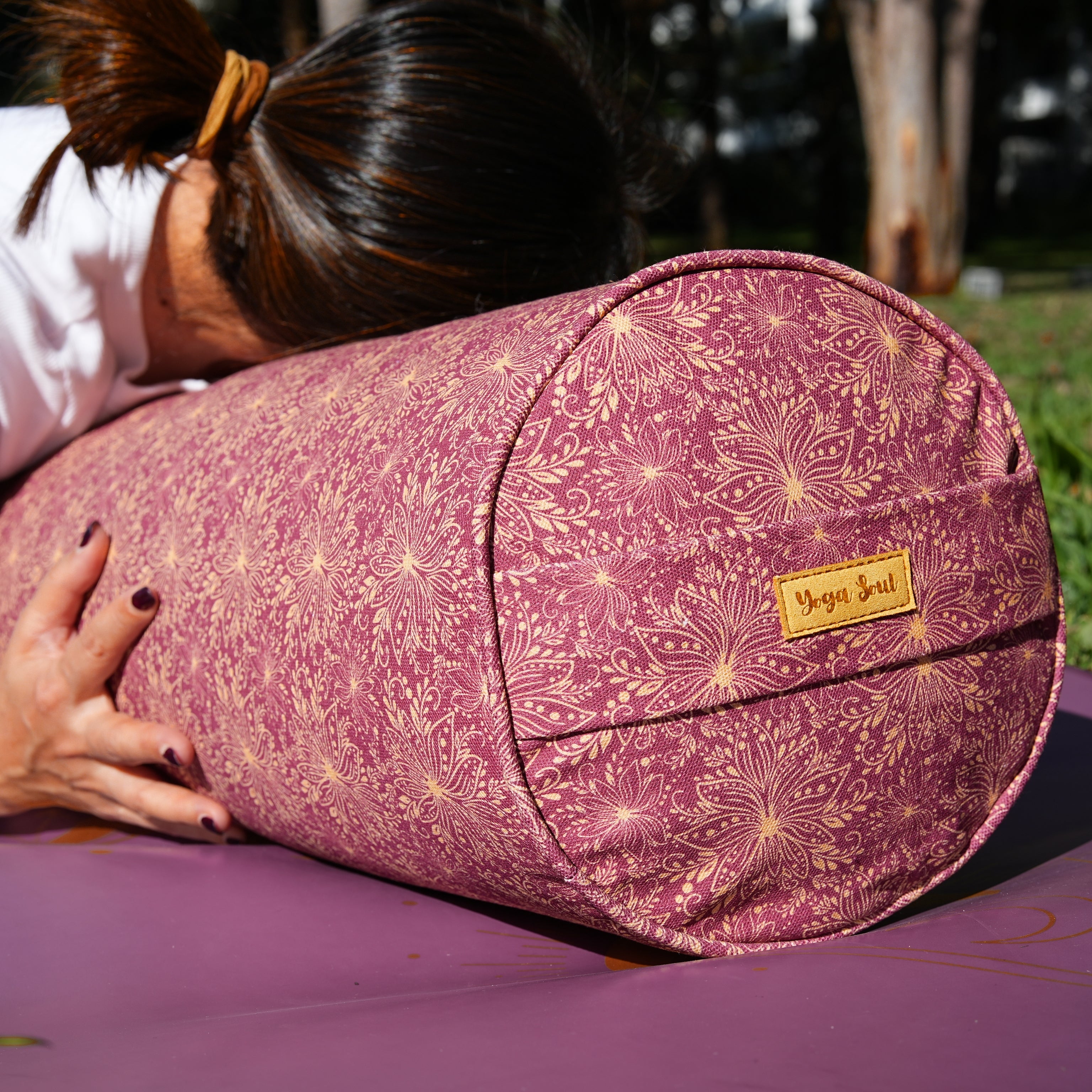 Round Yoga Bolster | Sattva Lotus | Aura Red