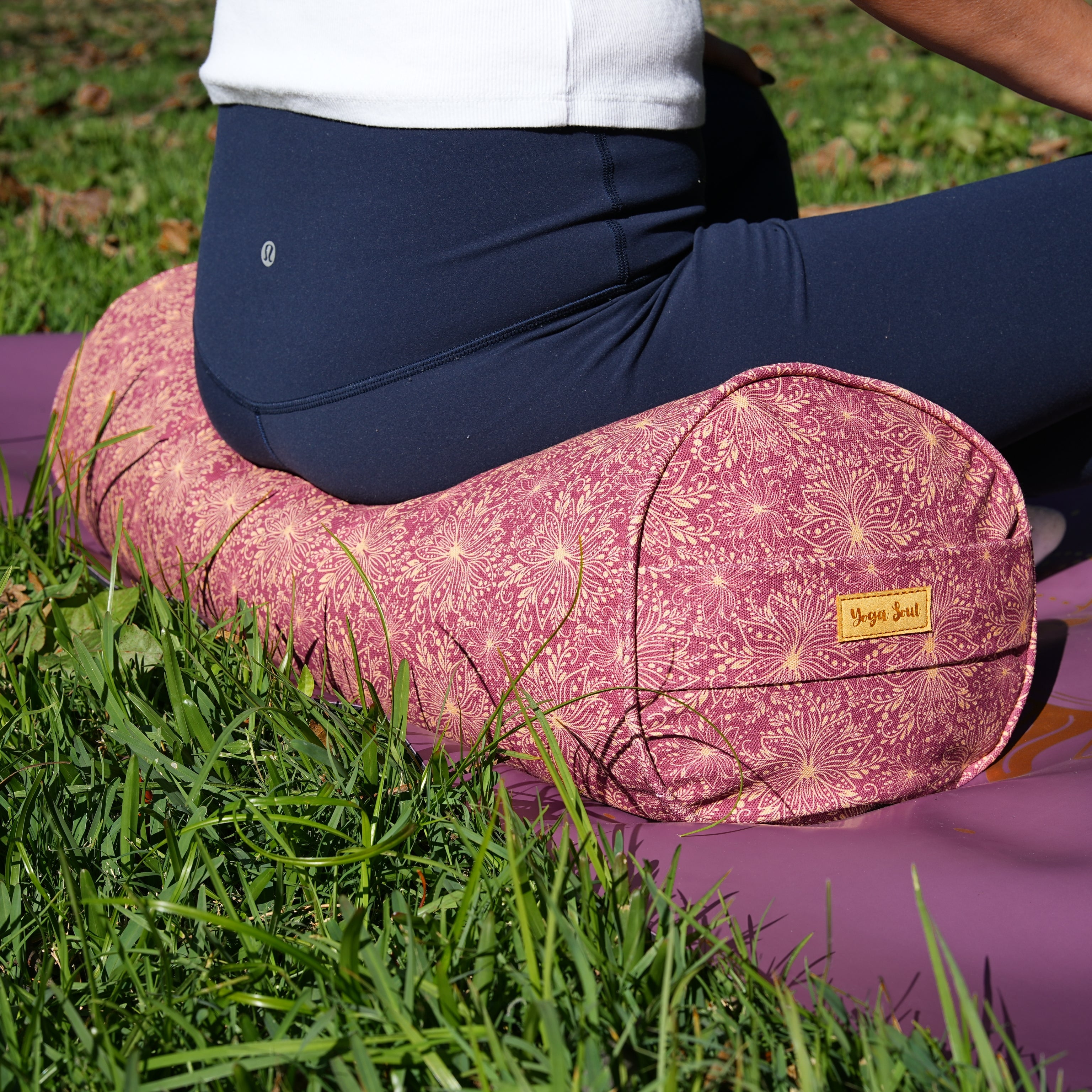 Round Yoga Bolster | Sattva Lotus | Aura Red