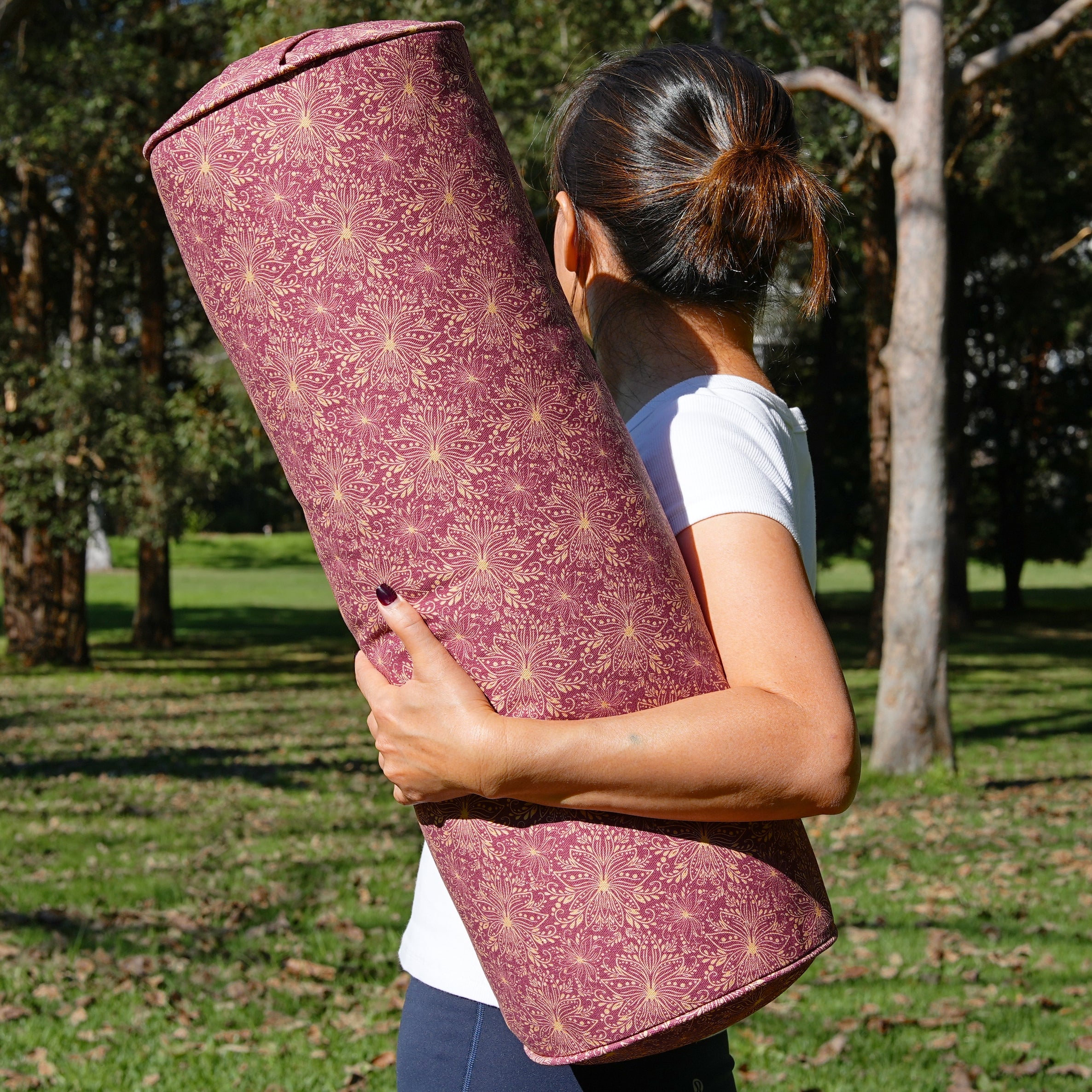 Round Yoga Bolster | Sattva Lotus | Aura Red