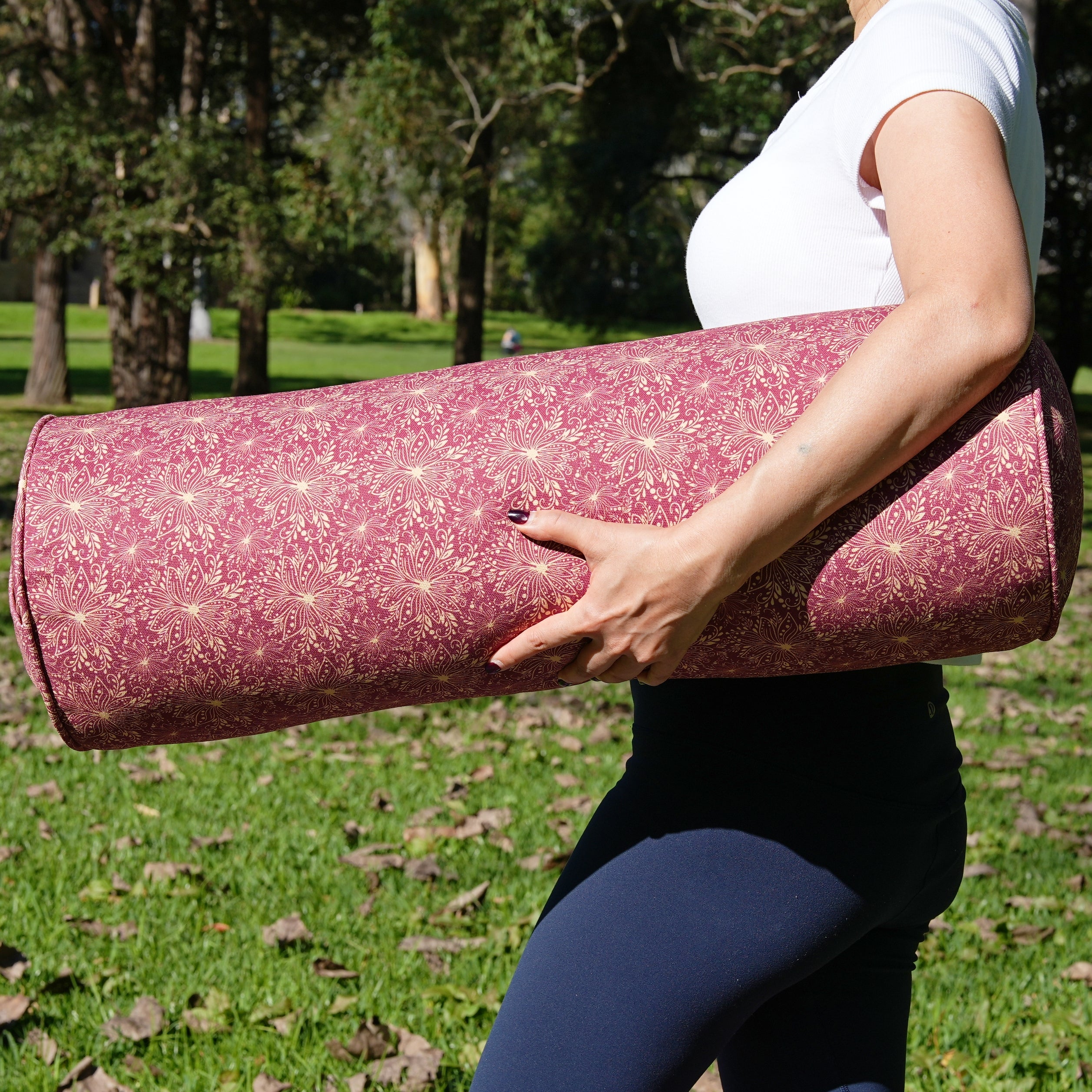 Round Yoga Bolster | Sattva Lotus | Aura Red