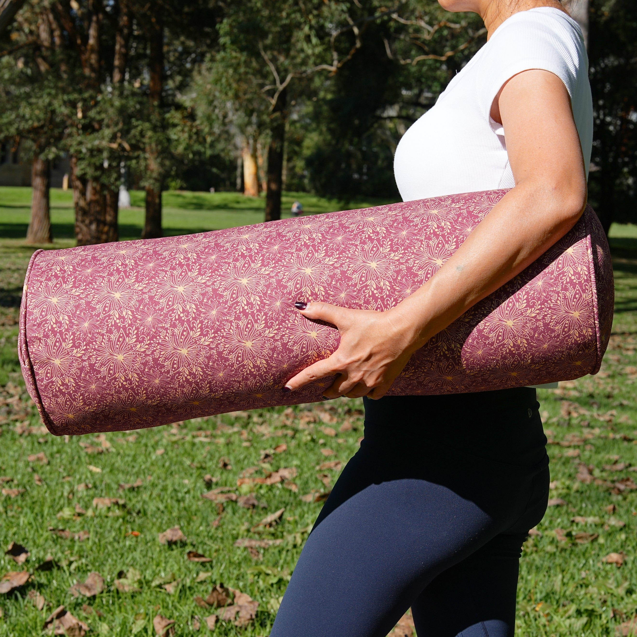 Round Yoga Bolster | Sattva Lotus | Aura Red
