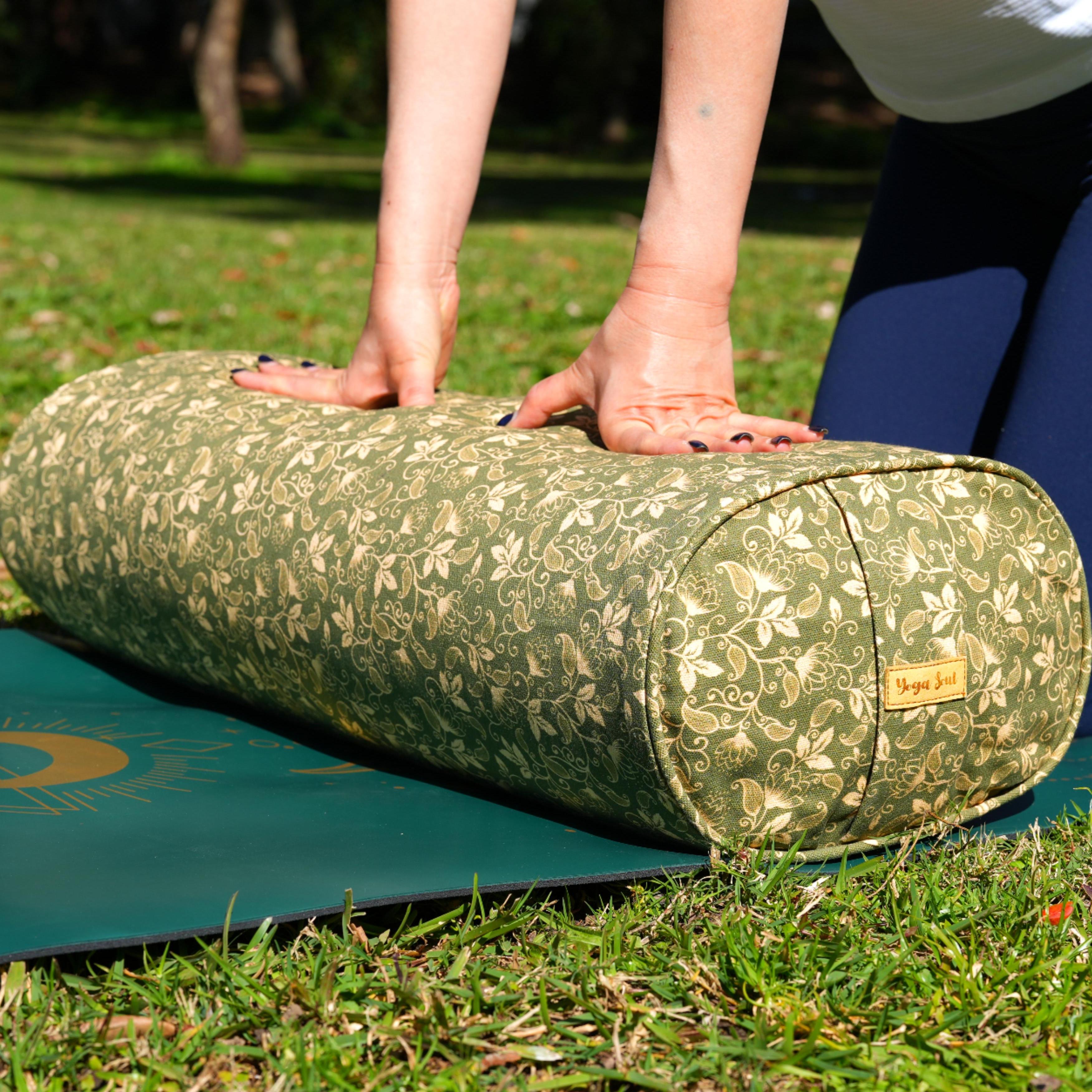 Oval Yoga Bolster | Sacred Lotus| Olive