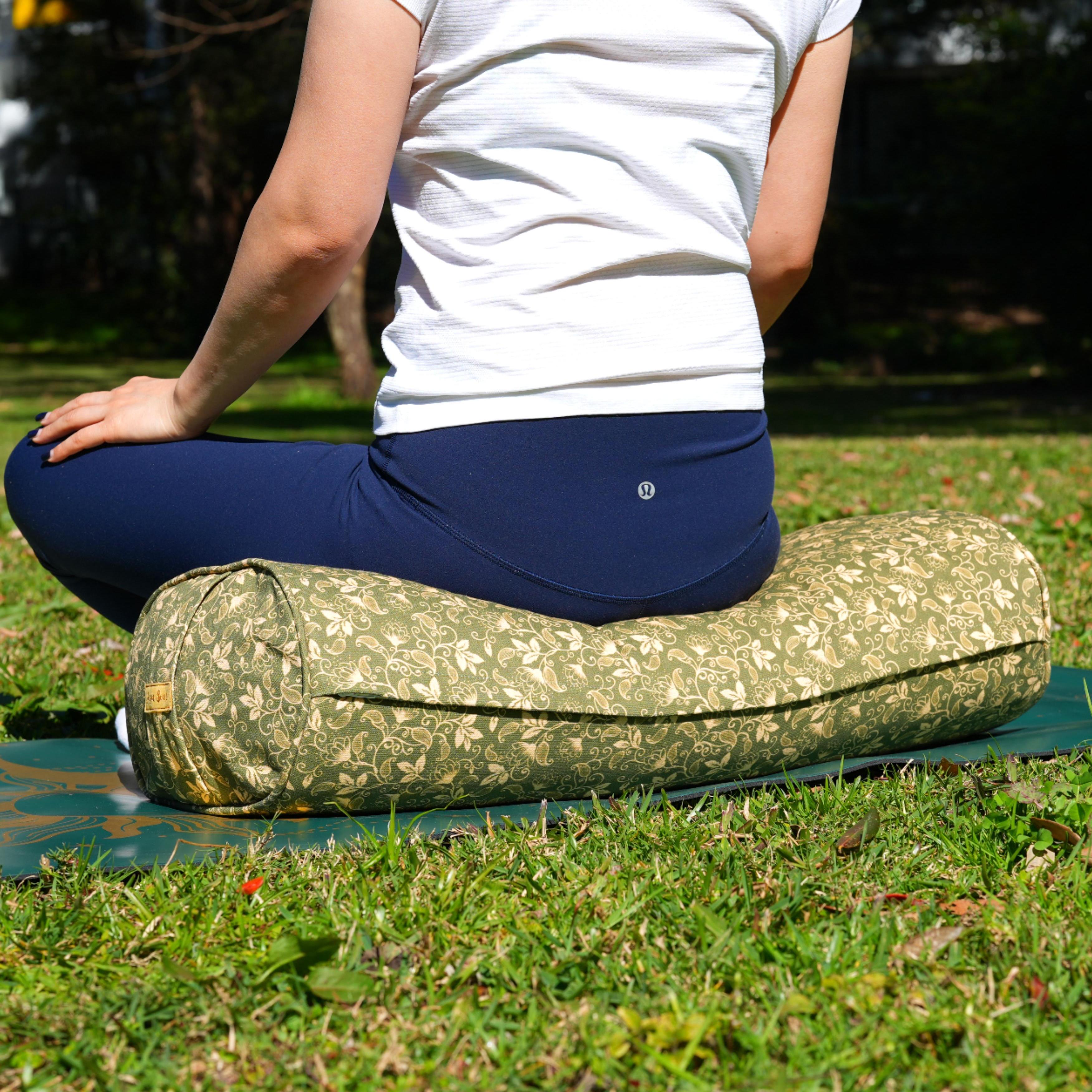 Oval Yoga Bolster | Sacred Lotus| Olive