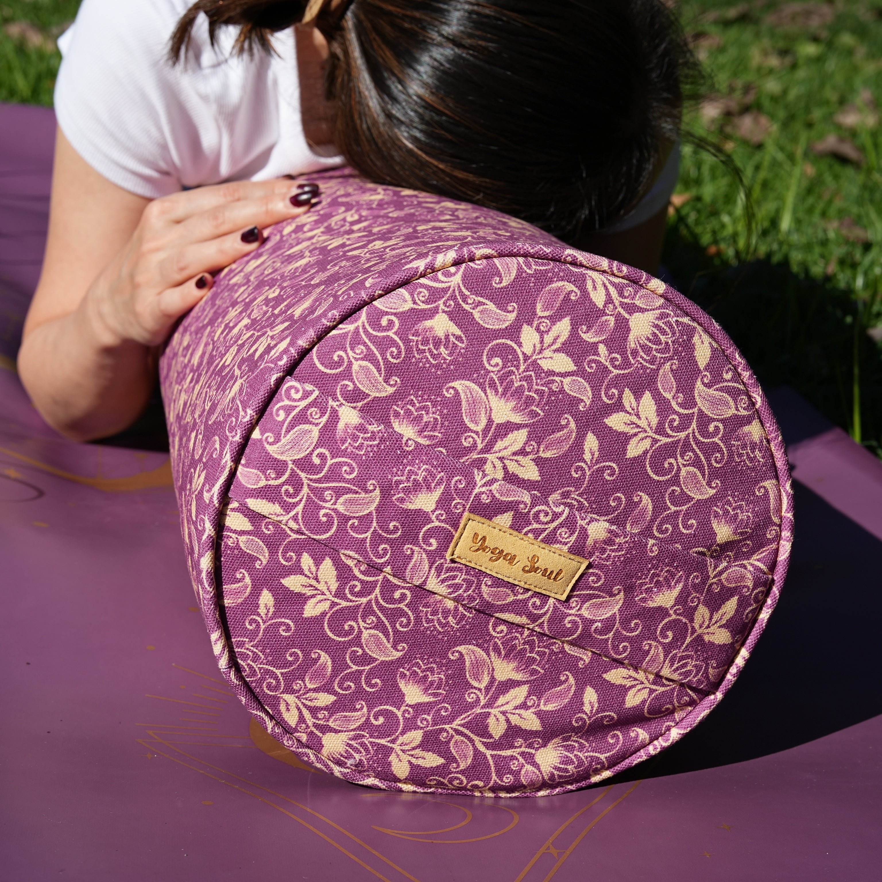 Round Yoga Bolster | Shanti Lotus| Amethyst