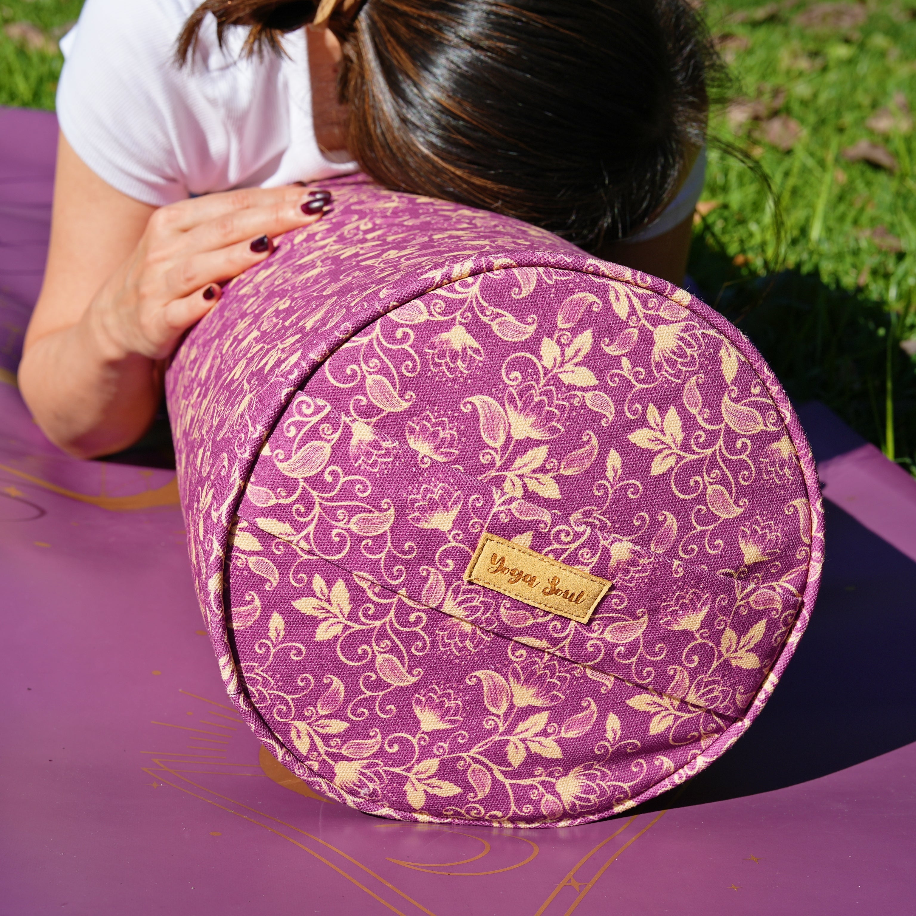 Round Yoga Bolster | Shanti Lotus| Amethyst