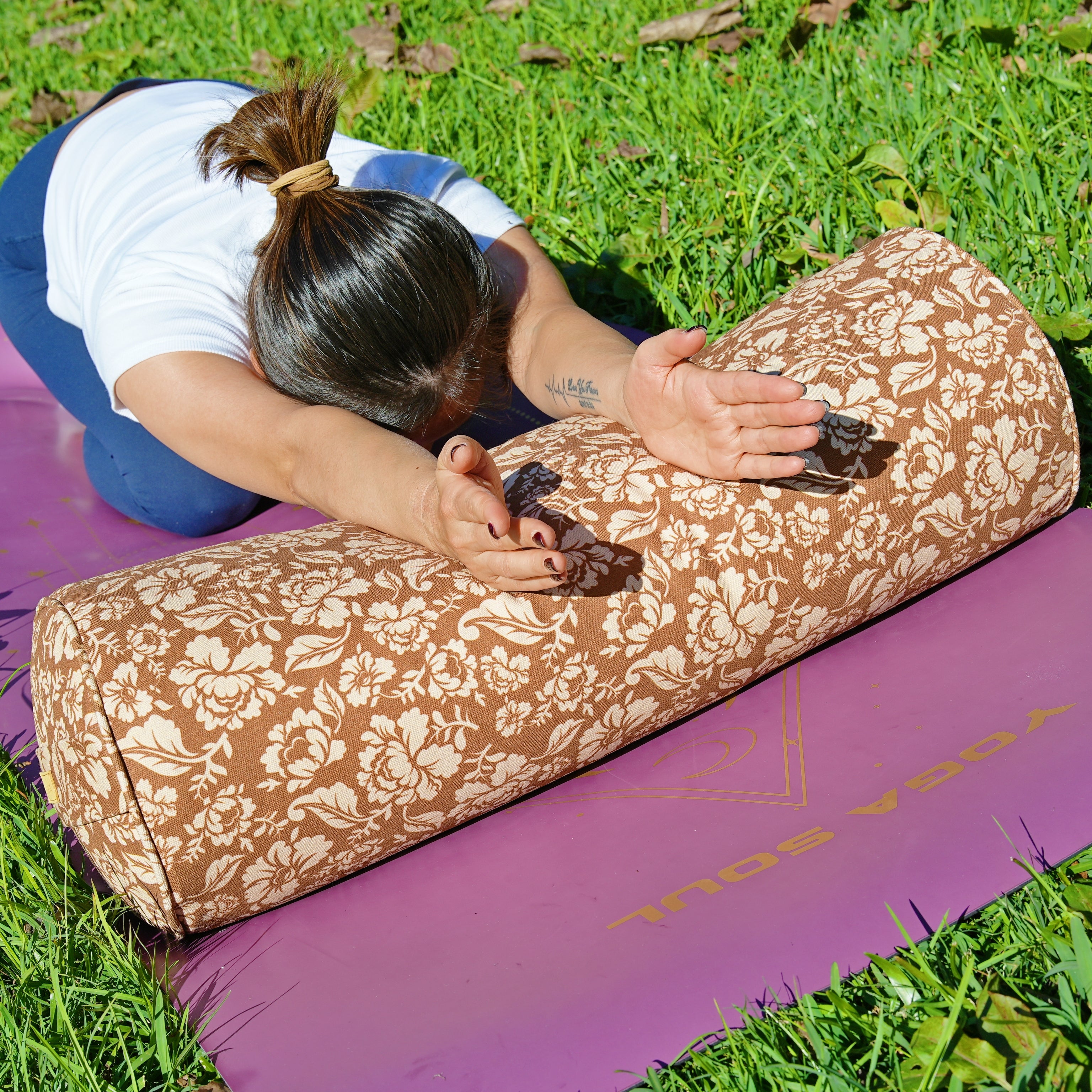 Round Yoga Bolster | Ananda Rose | Caramel