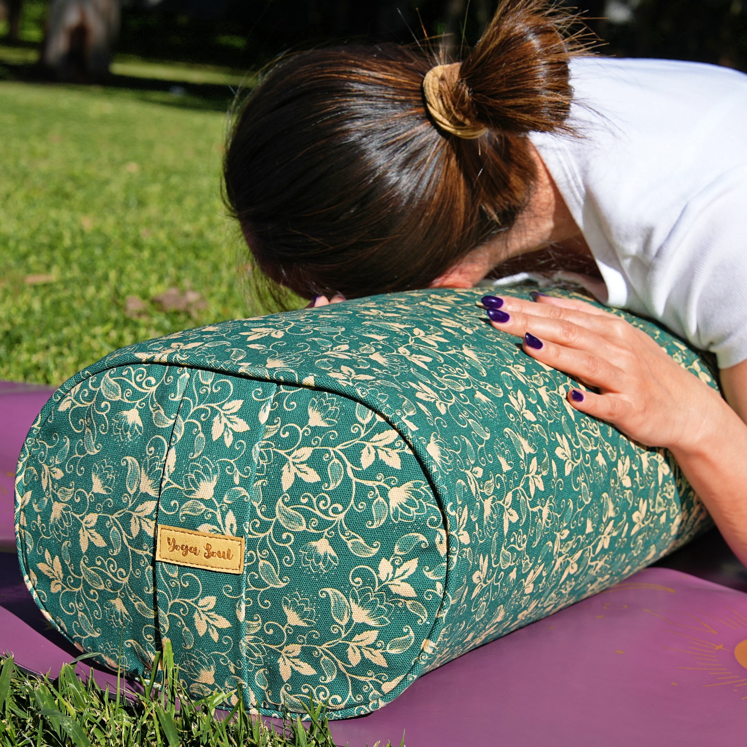 Oval Yoga Bolster | Shanti Lotus | Trekking Green