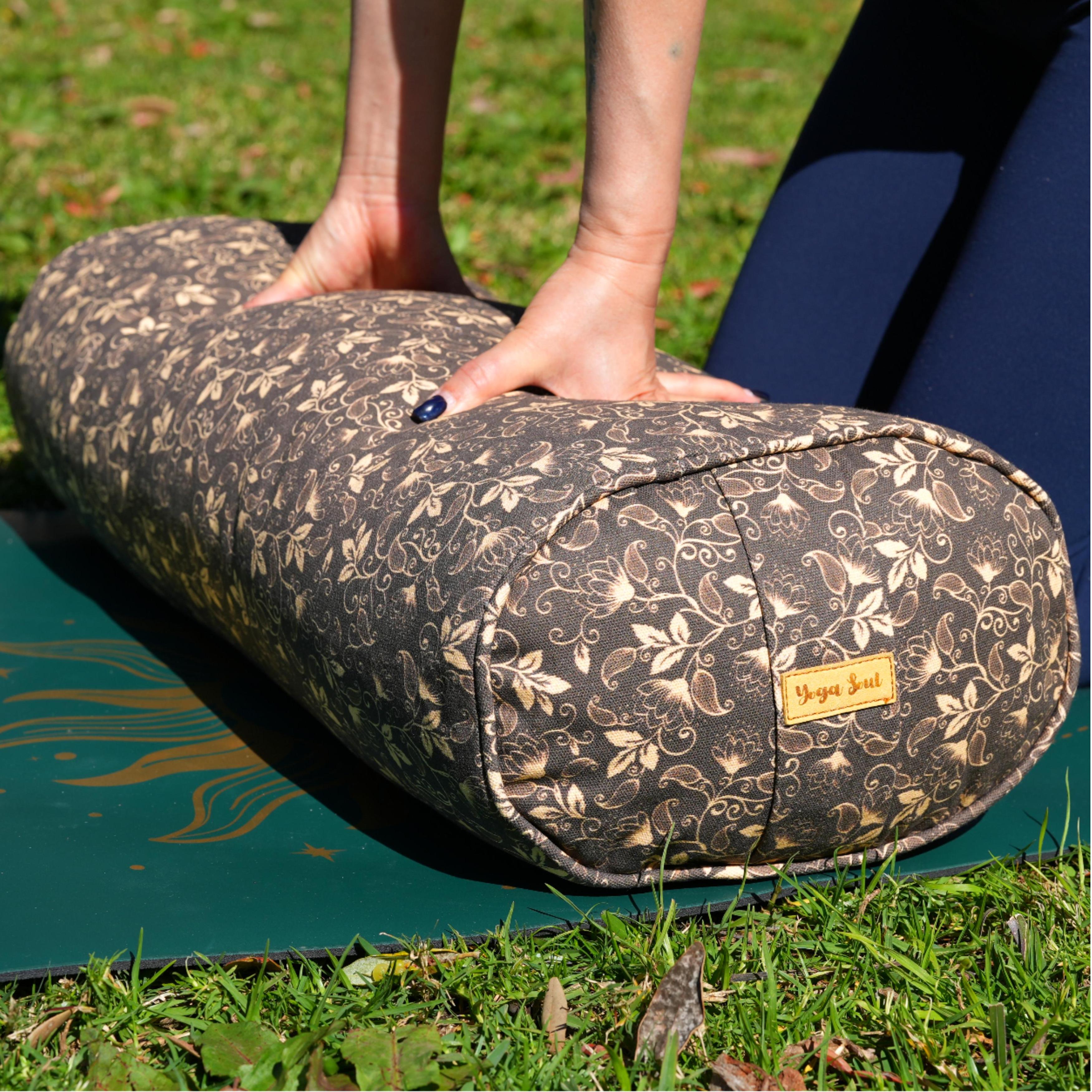 Oval Yoga Bolster | Sacred Lotus| Coffee