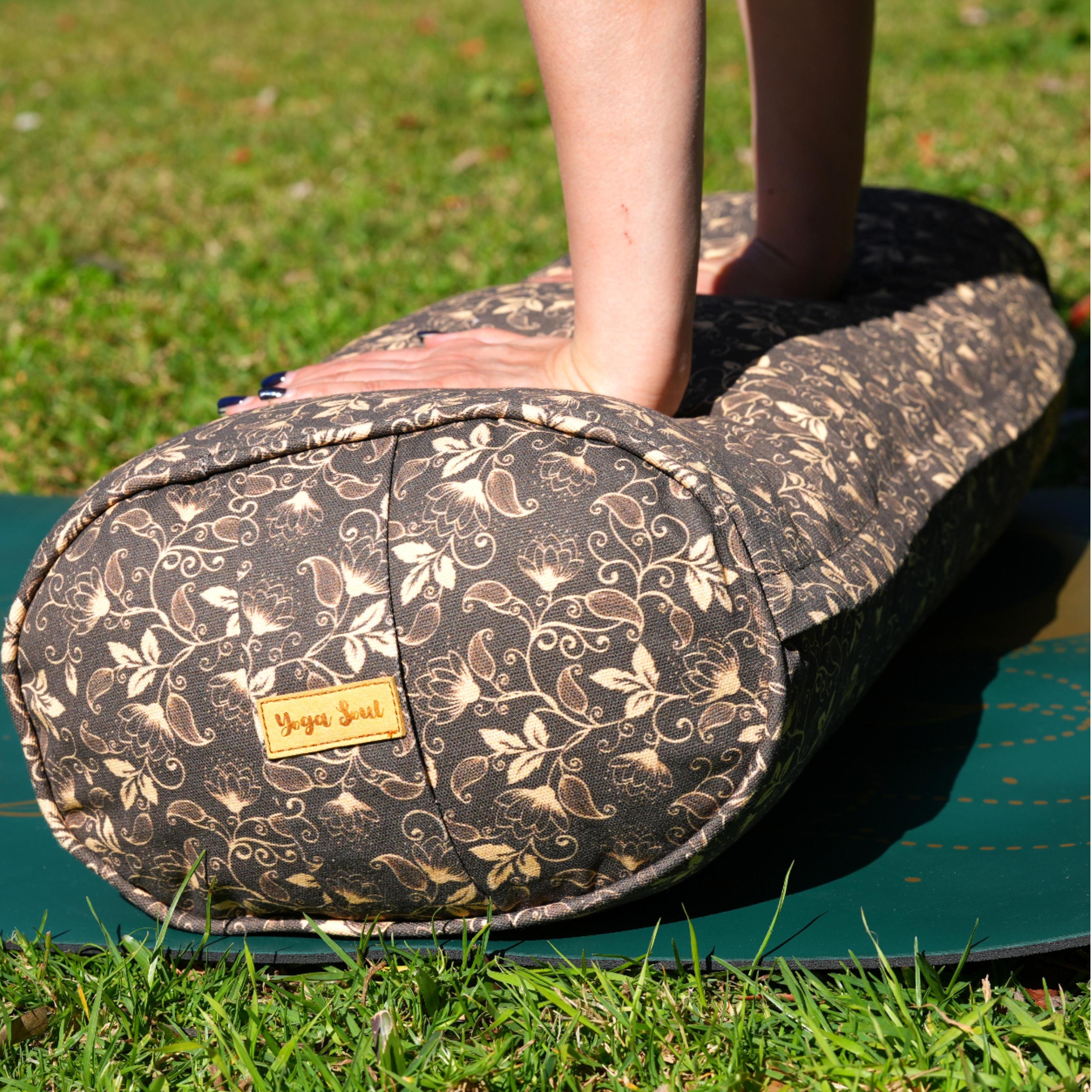 Oval Yoga Bolster | Sacred Lotus| Coffee