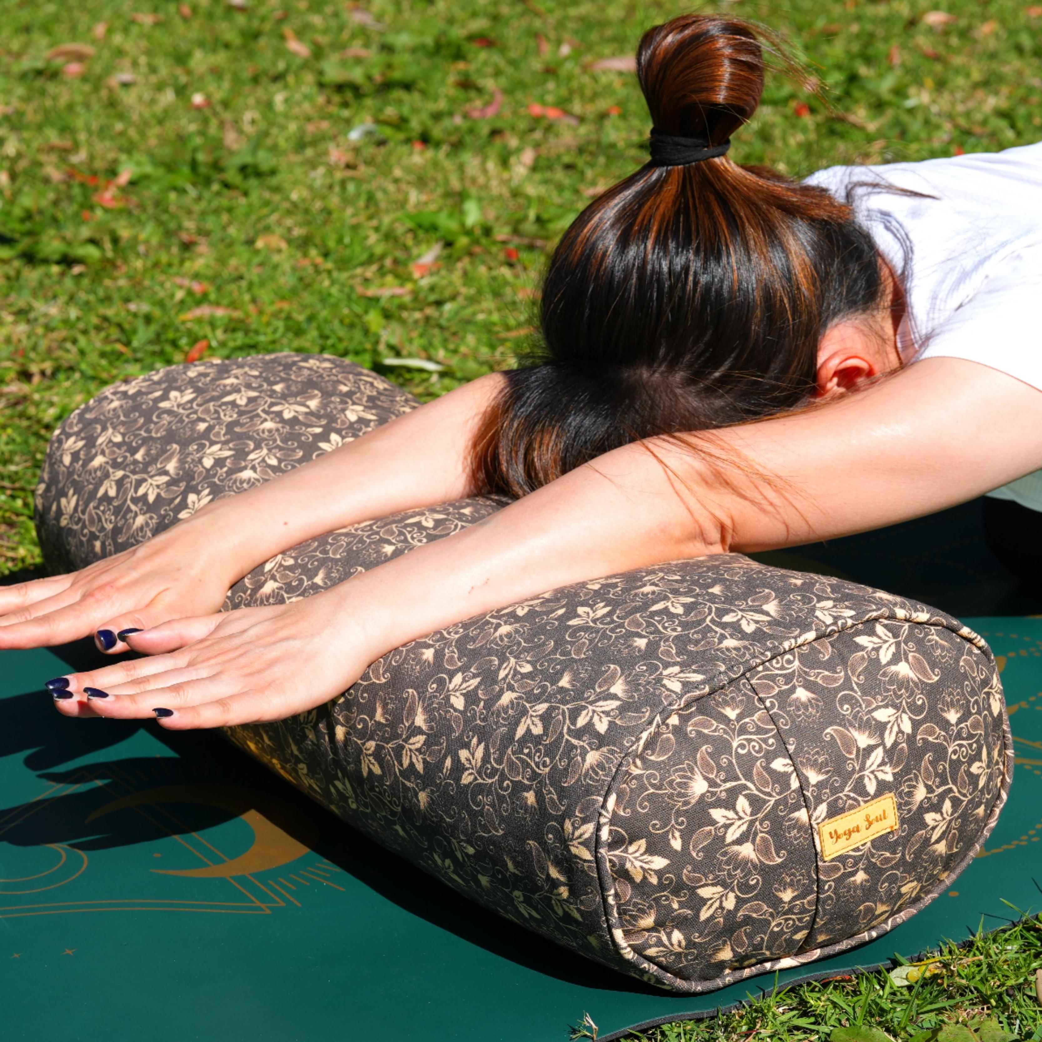 Oval Yoga Bolster | Sacred Lotus| Coffee
