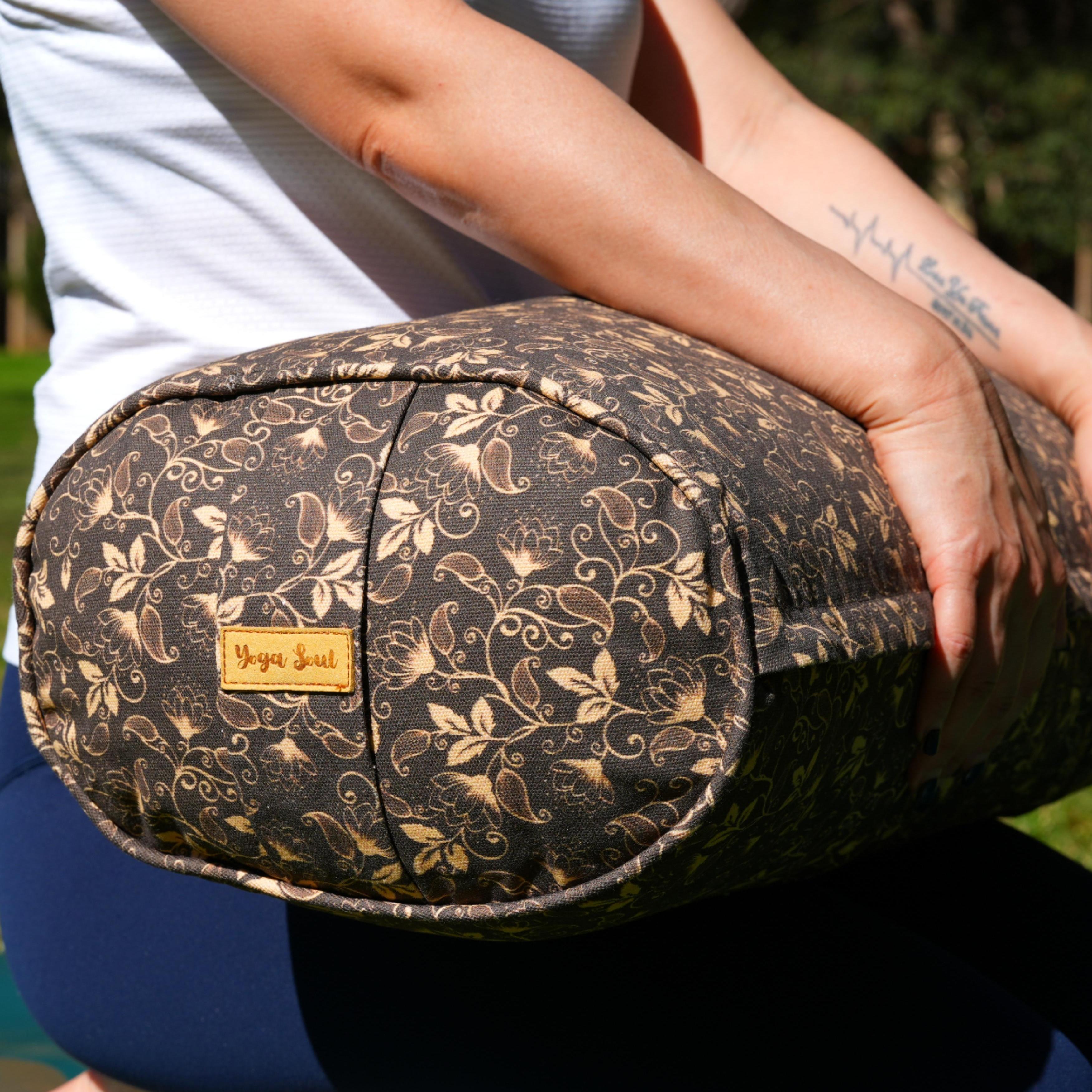 Oval Yoga Bolster | Sacred Lotus| Coffee