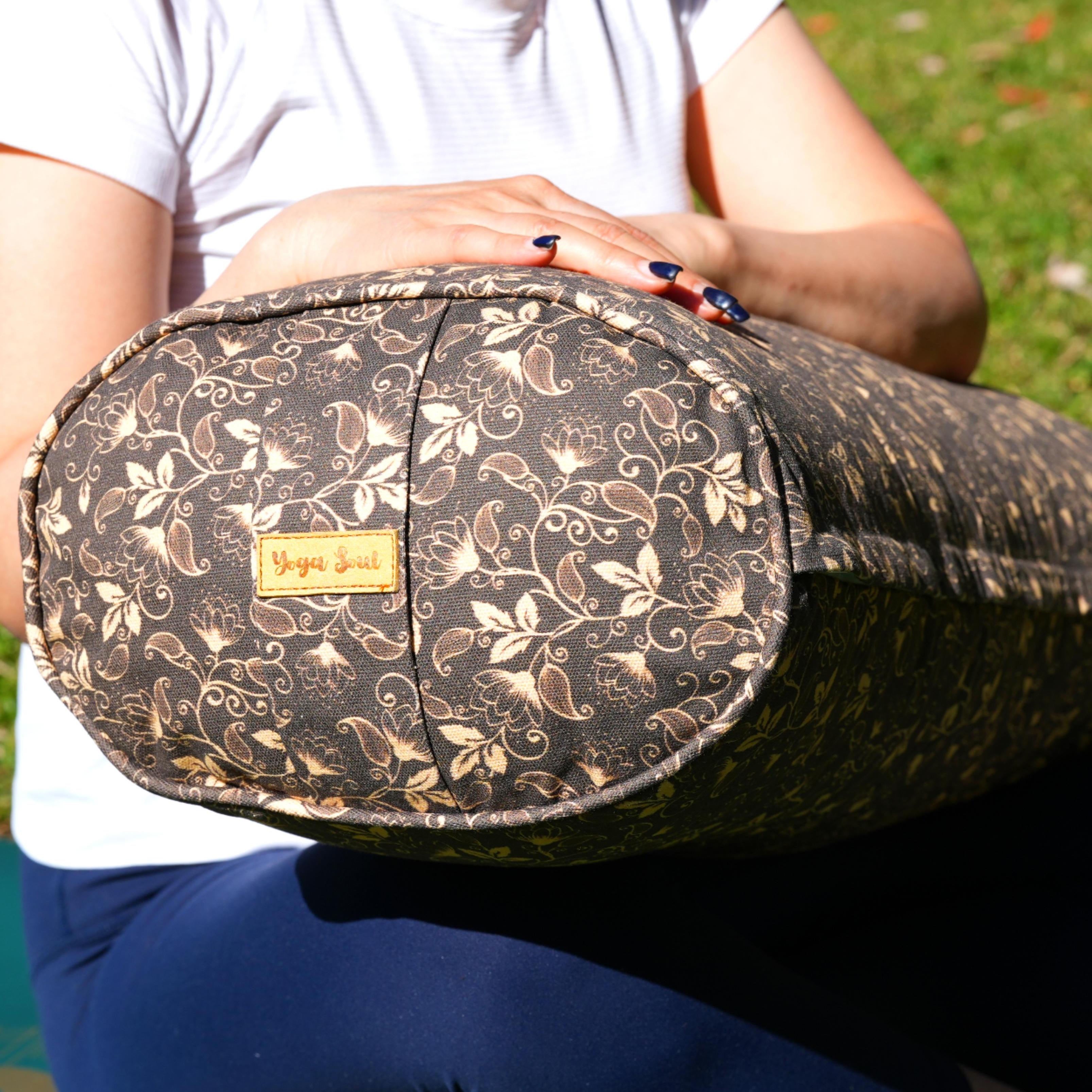 Oval Yoga Bolster | Sacred Lotus| Coffee