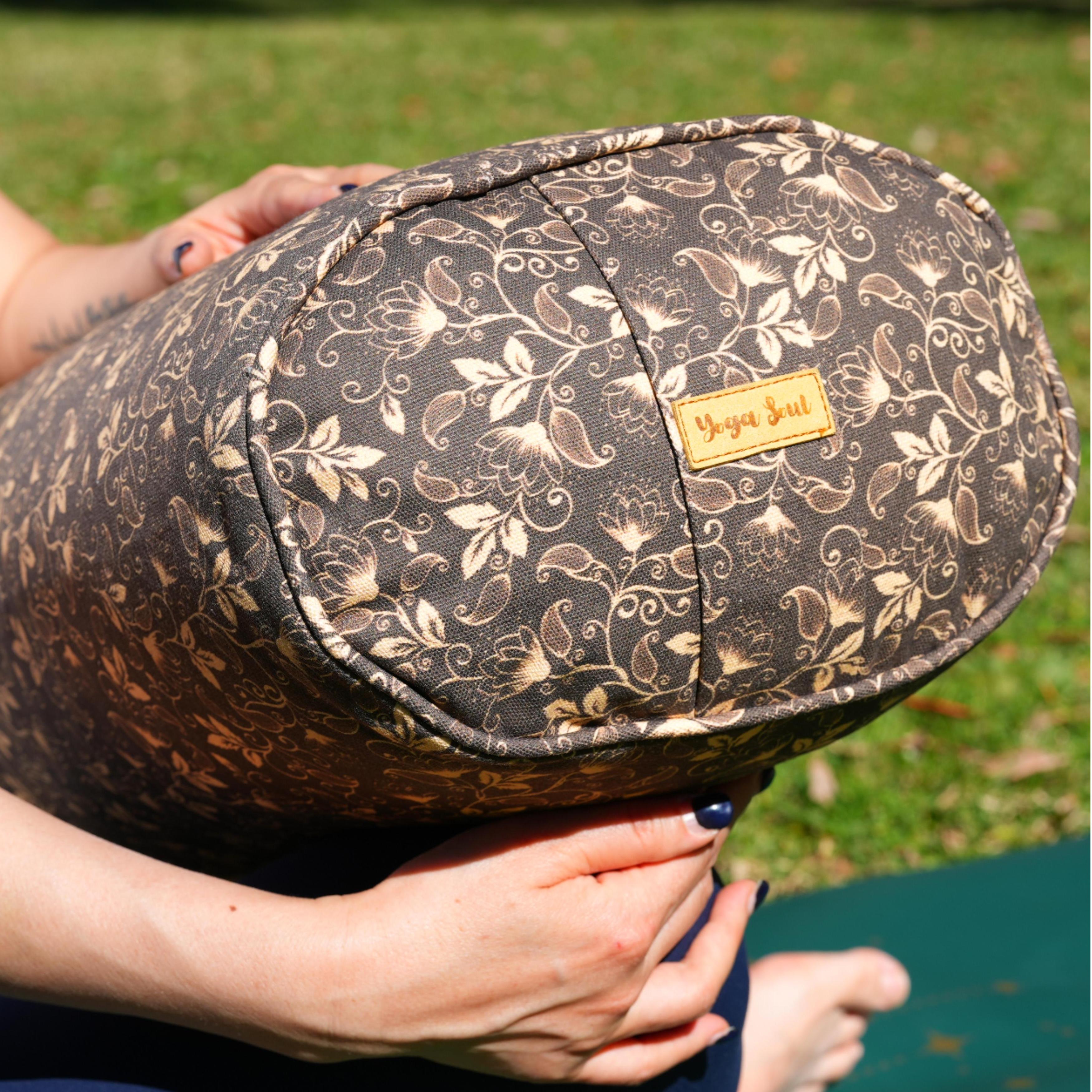Oval Yoga Bolster | Sacred Lotus| Coffee