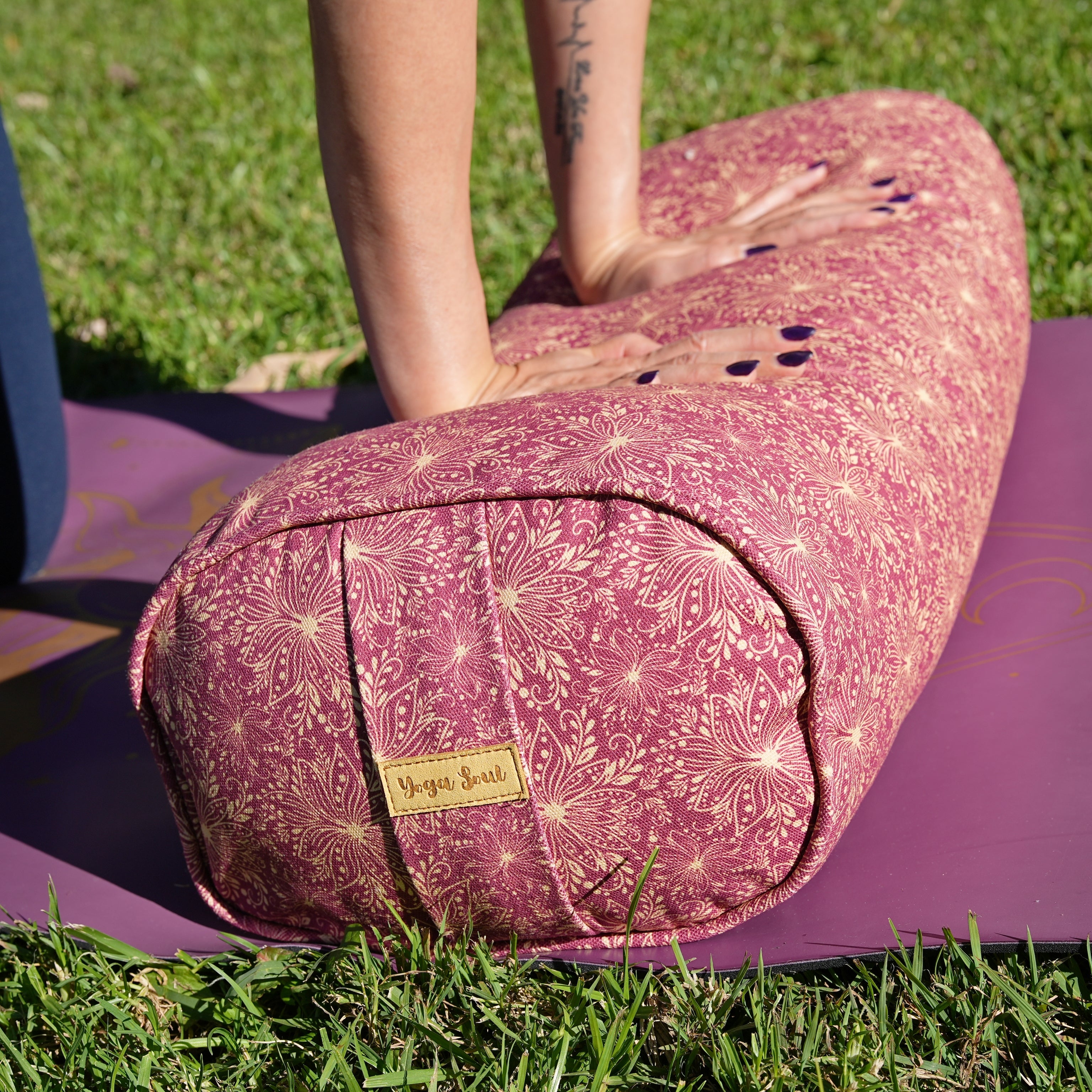 Oval Yoga Bolster | Sattva Lotus | Aura Red