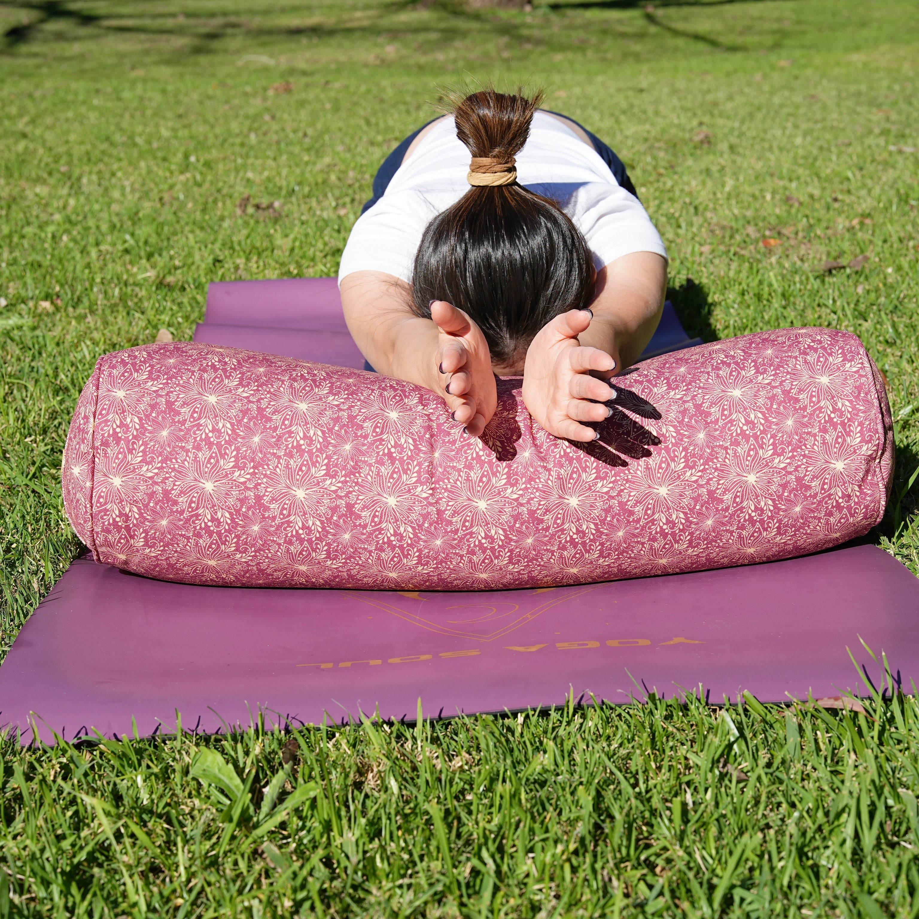 Oval Yoga Bolster | Sattva Lotus | Aura Red