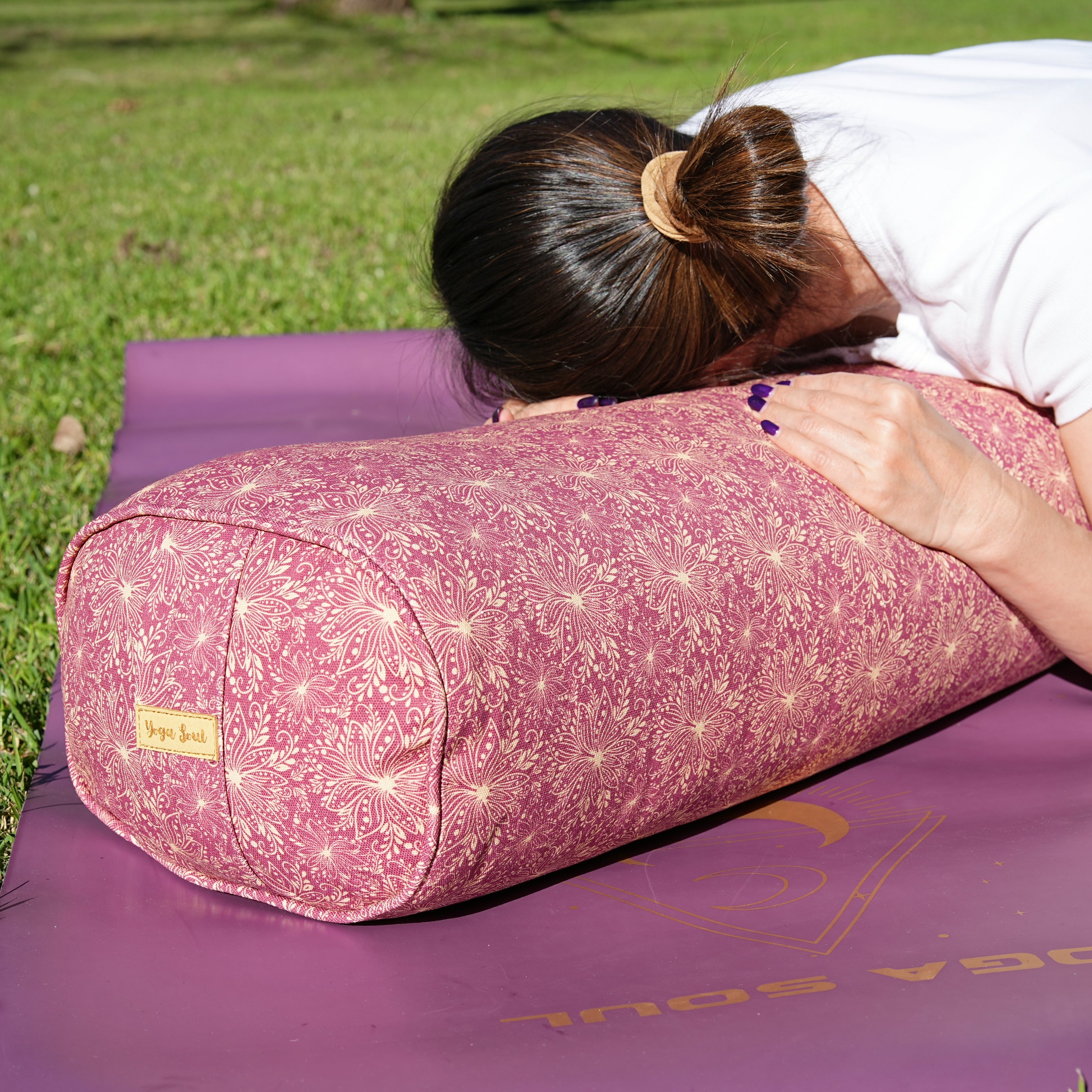 Oval Yoga Bolster | Sattva Lotus | Aura Red