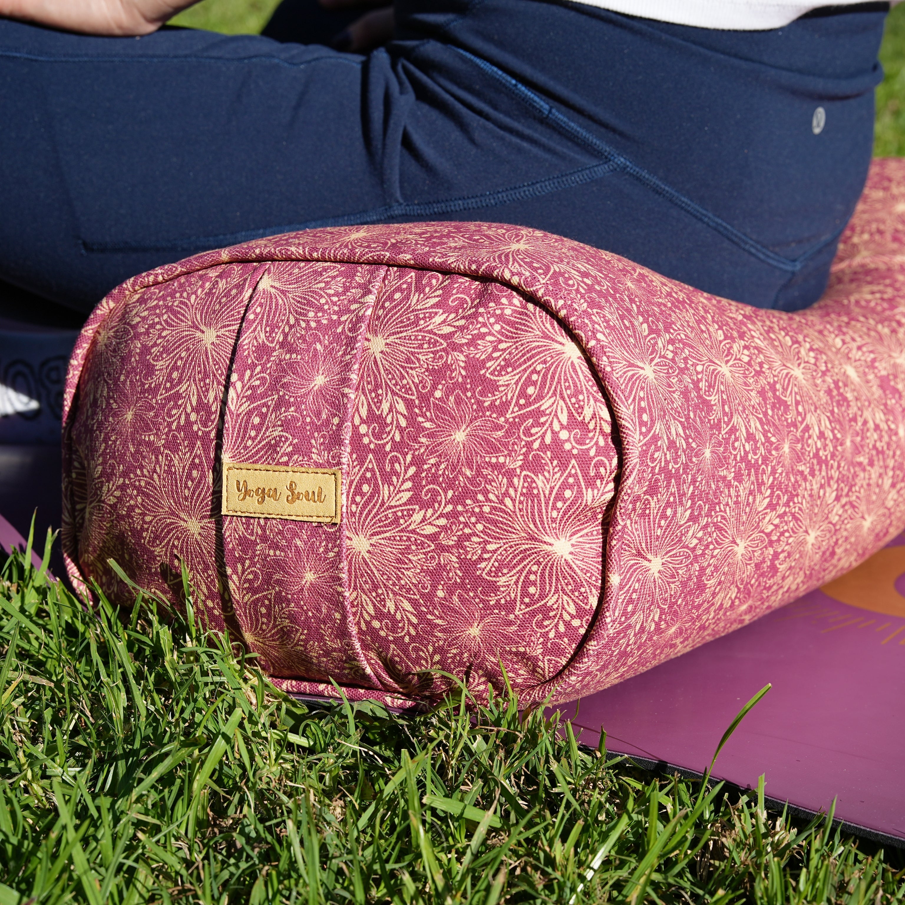 Oval Yoga Bolster | Sattva Lotus | Aura Red