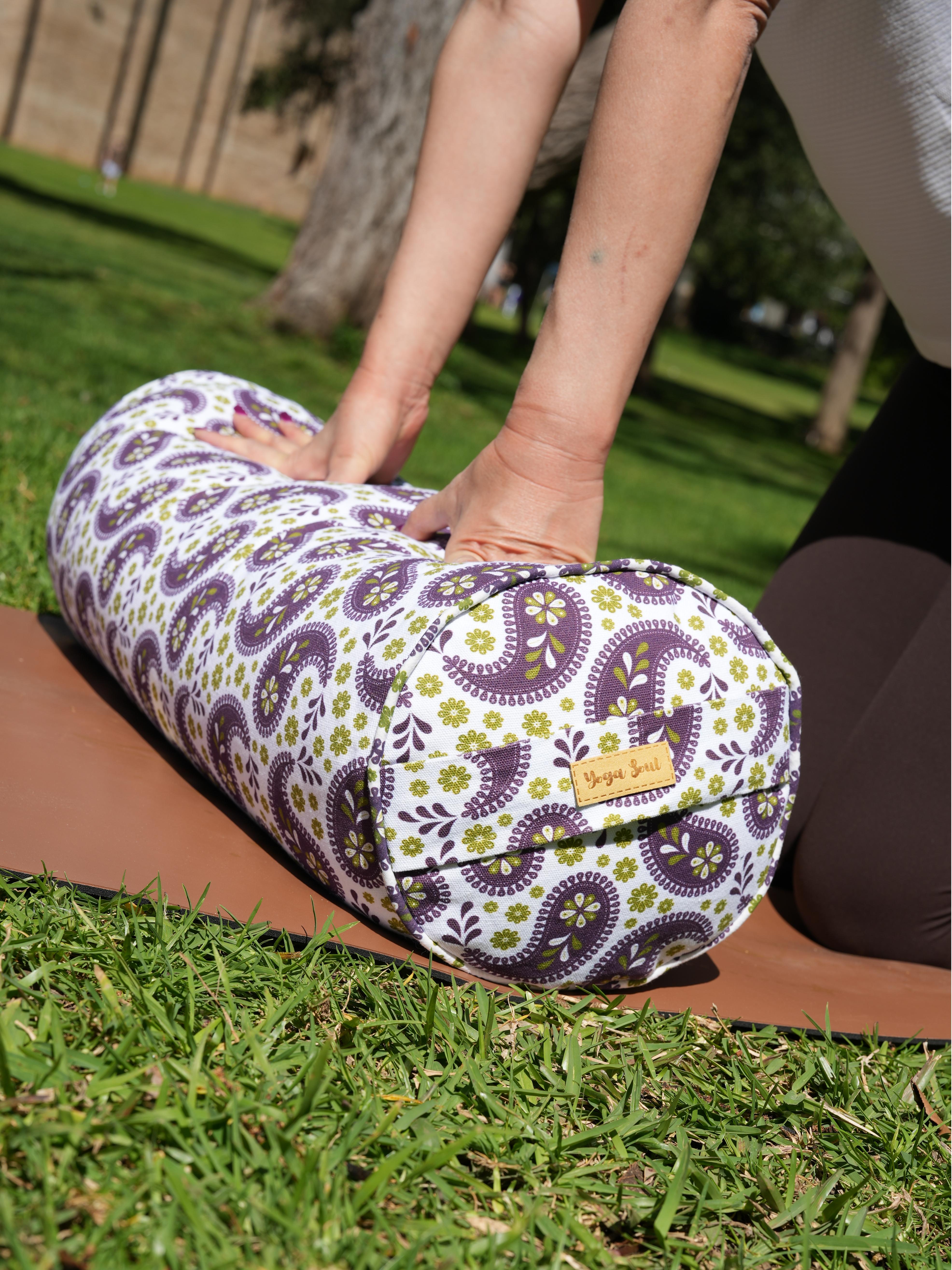 Round Yoga Bolster | Paisley | Purple