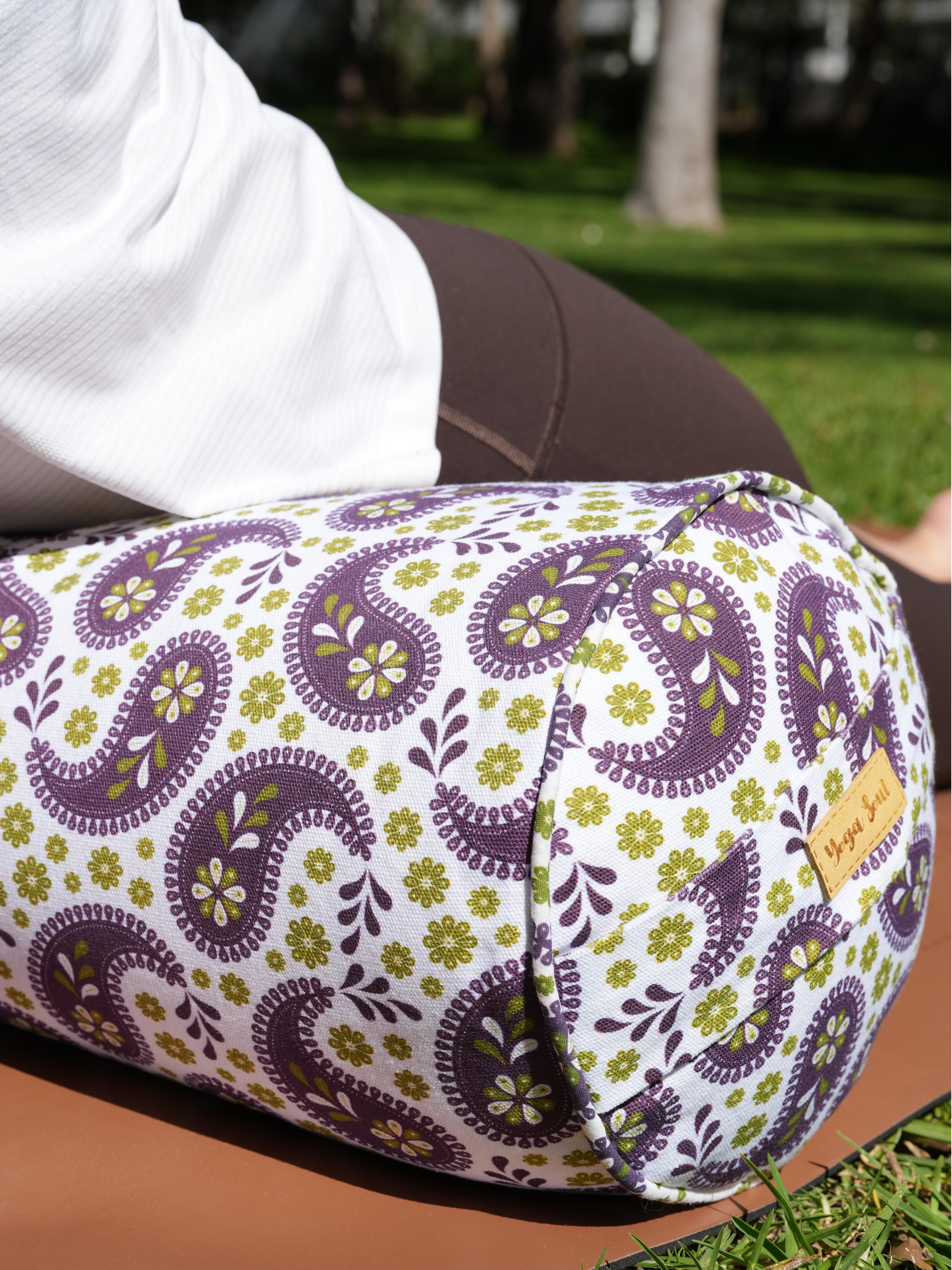 Round Yoga Bolster | Paisley | Purple