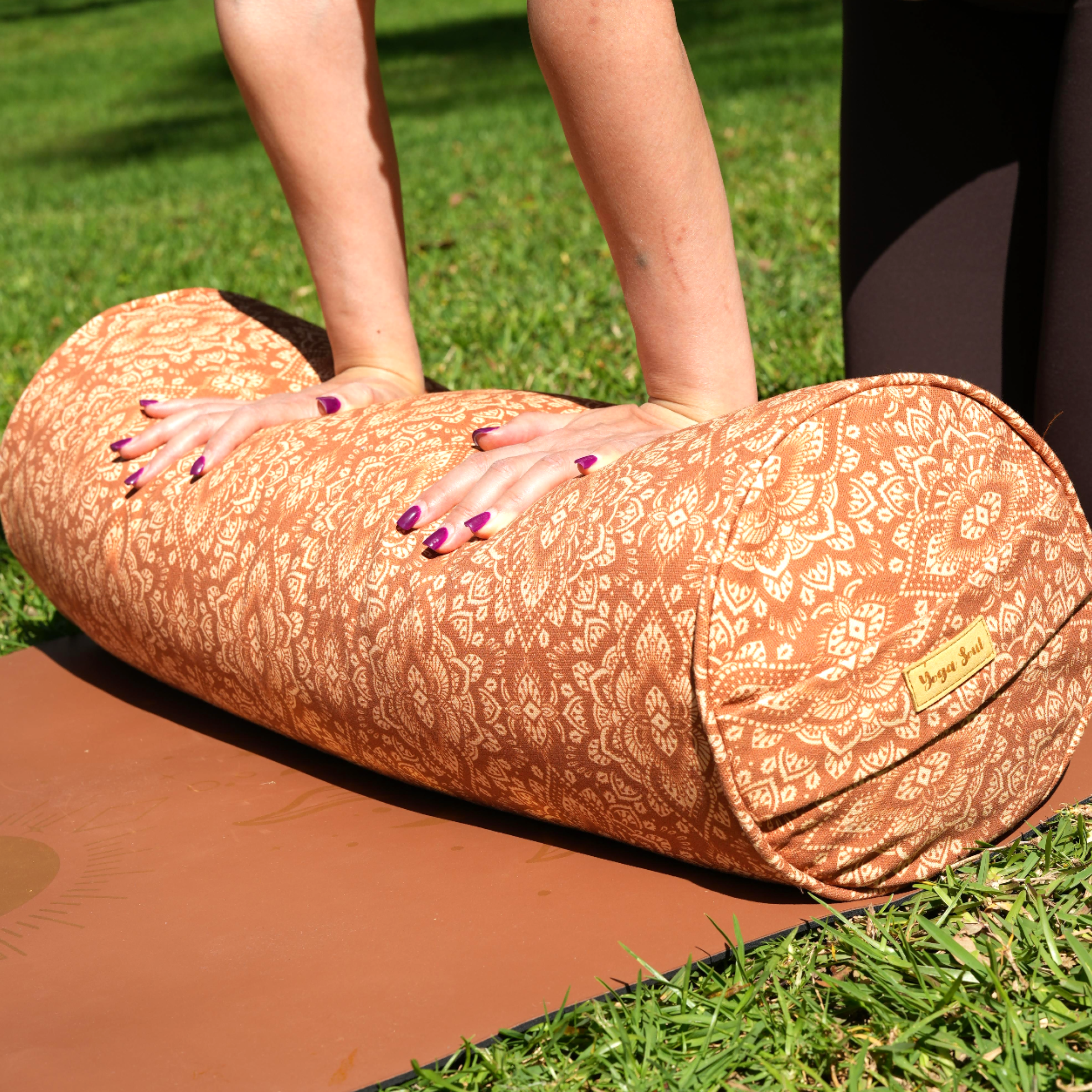 Round Yoga Bolster | Mandala | Caramel