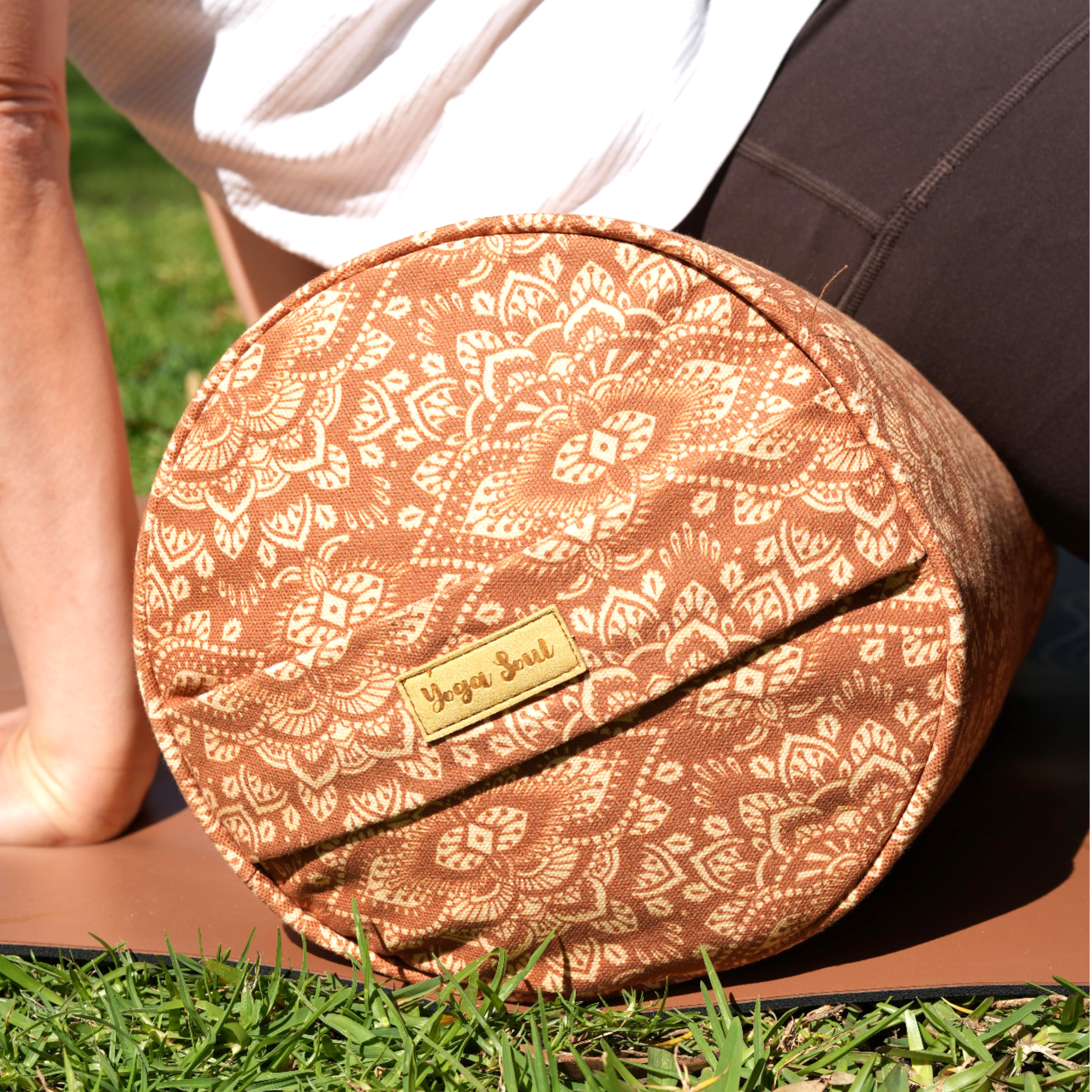 Round Yoga Bolster | Mandala | Caramel