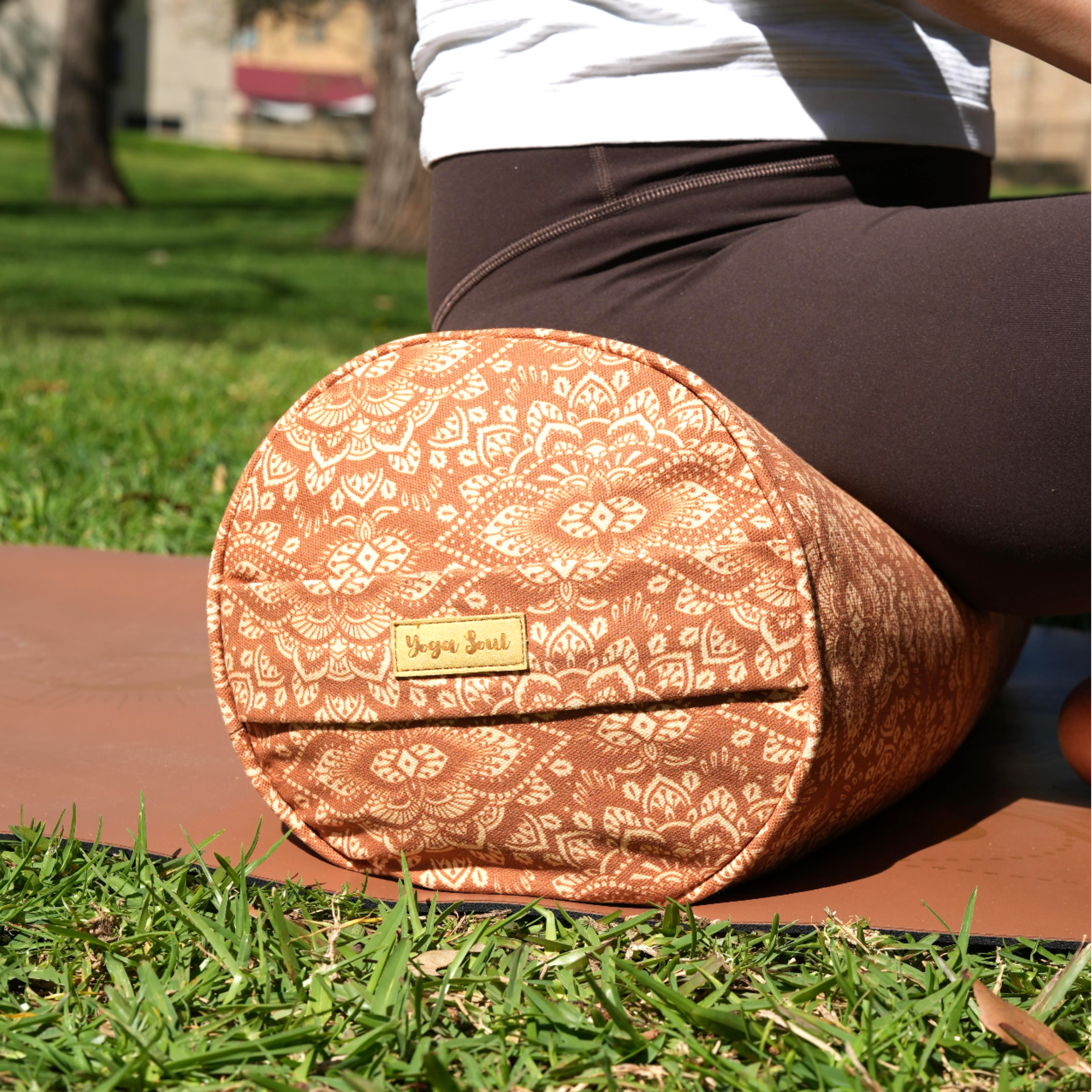 Round Yoga Bolster | Mandala | Caramel