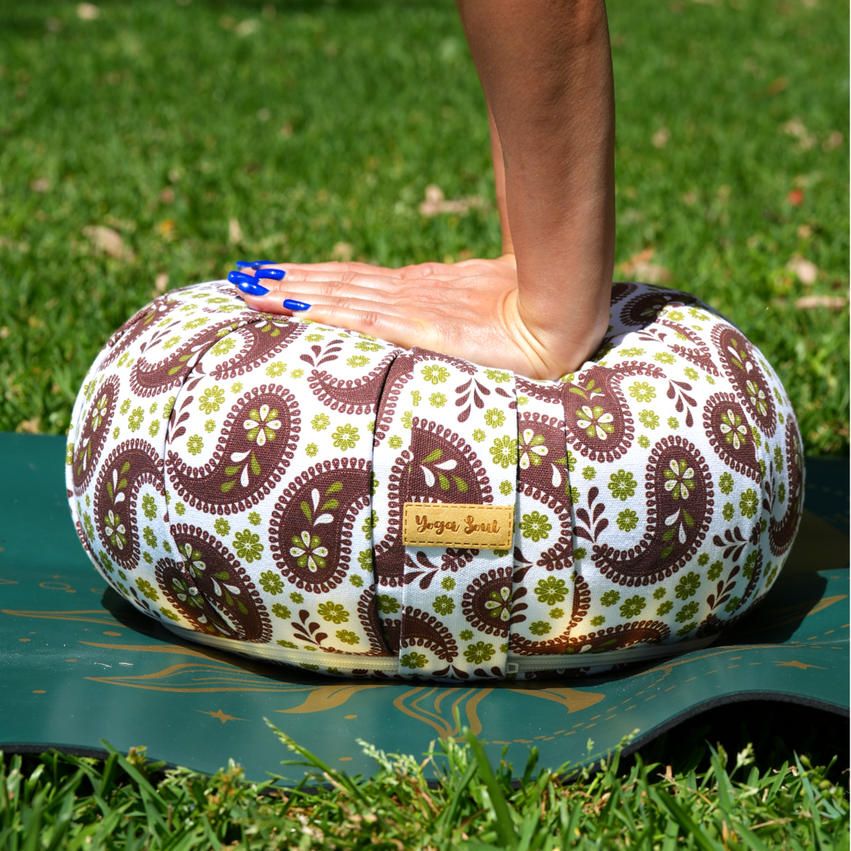 Round Zafu Meditation Cushion | Paisley | Chocolate