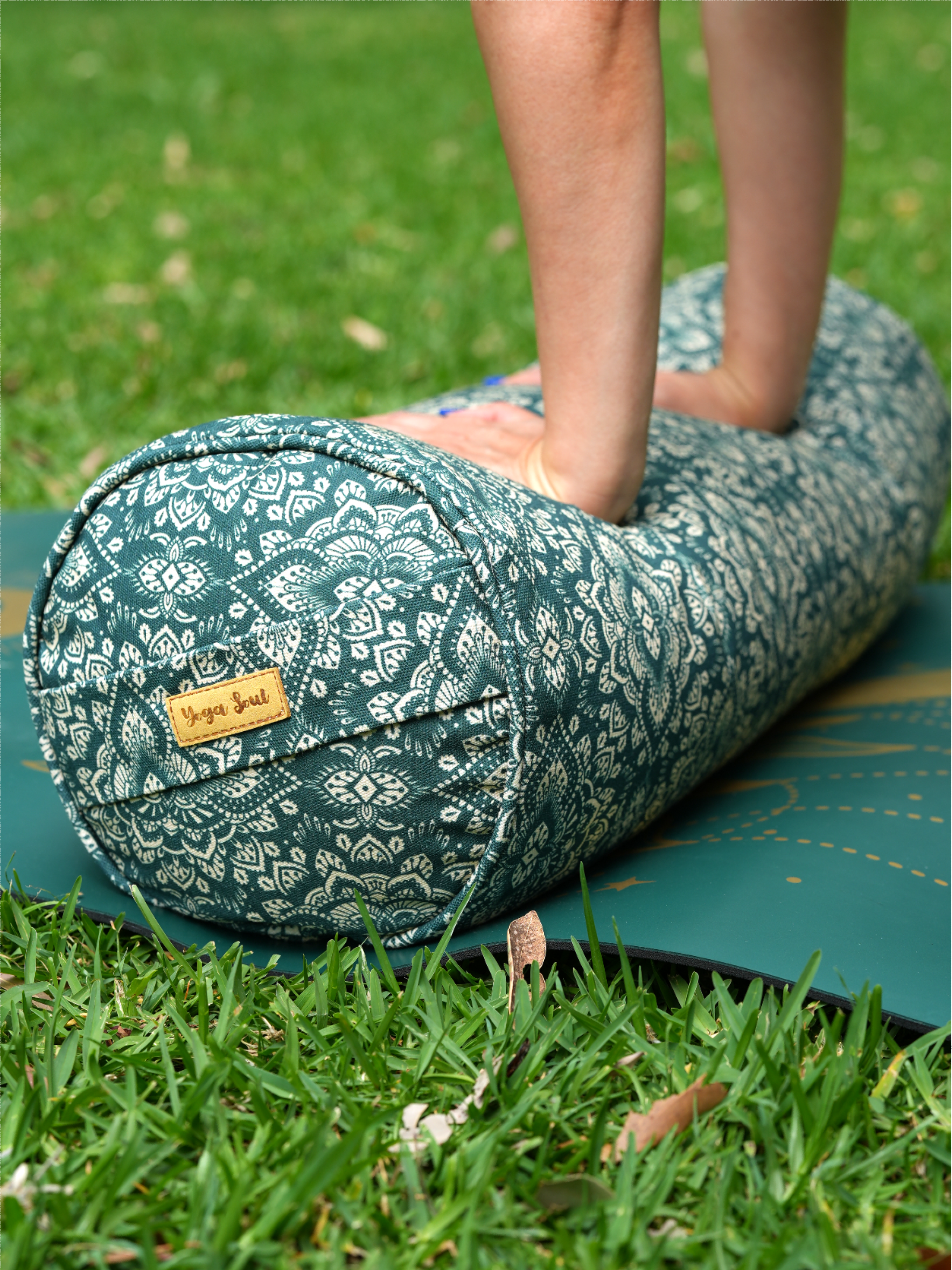 Round Yoga Bolster | Mandala | Trekking Green
