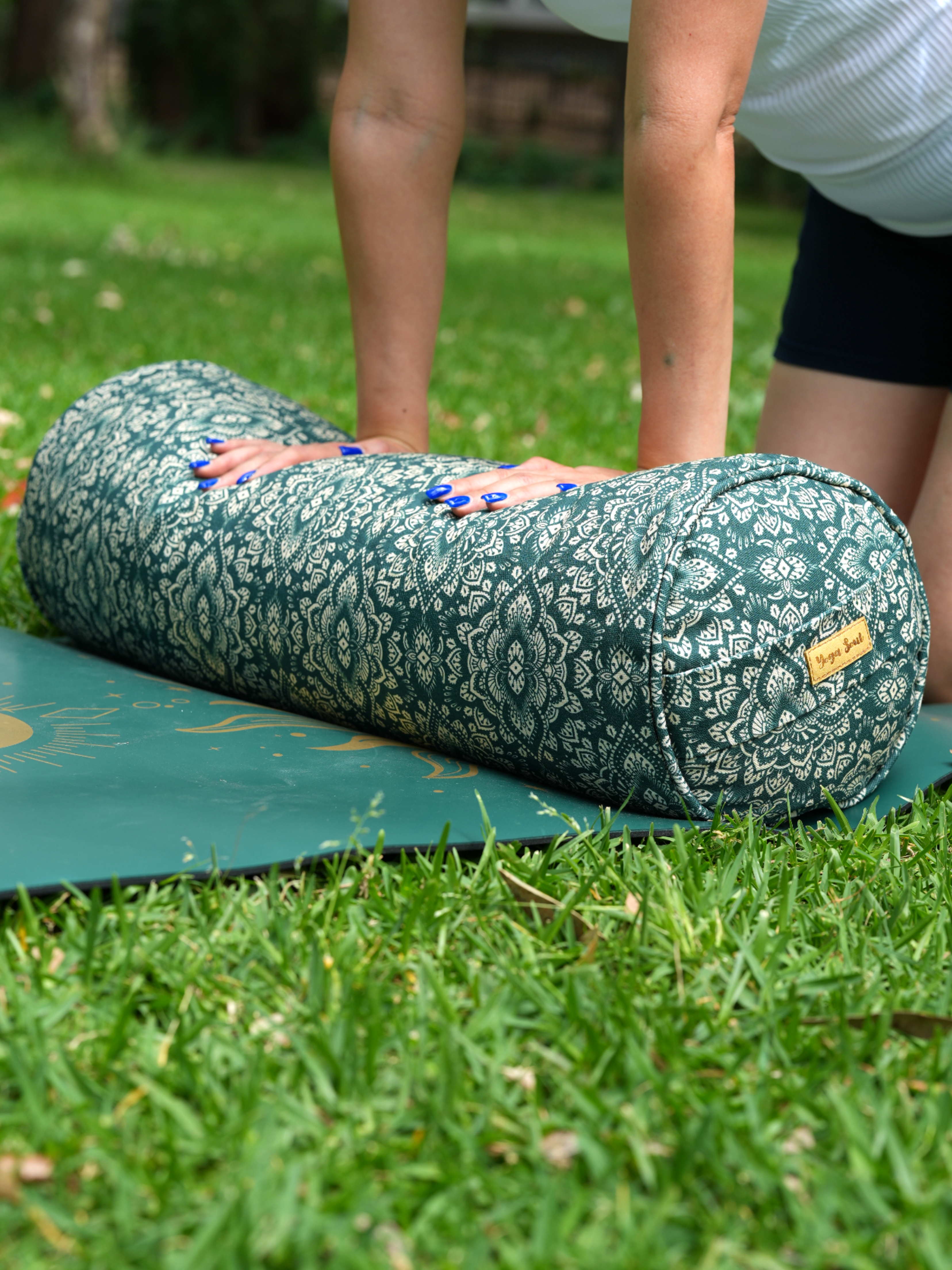 Round Yoga Bolster | Mandala | Trekking Green