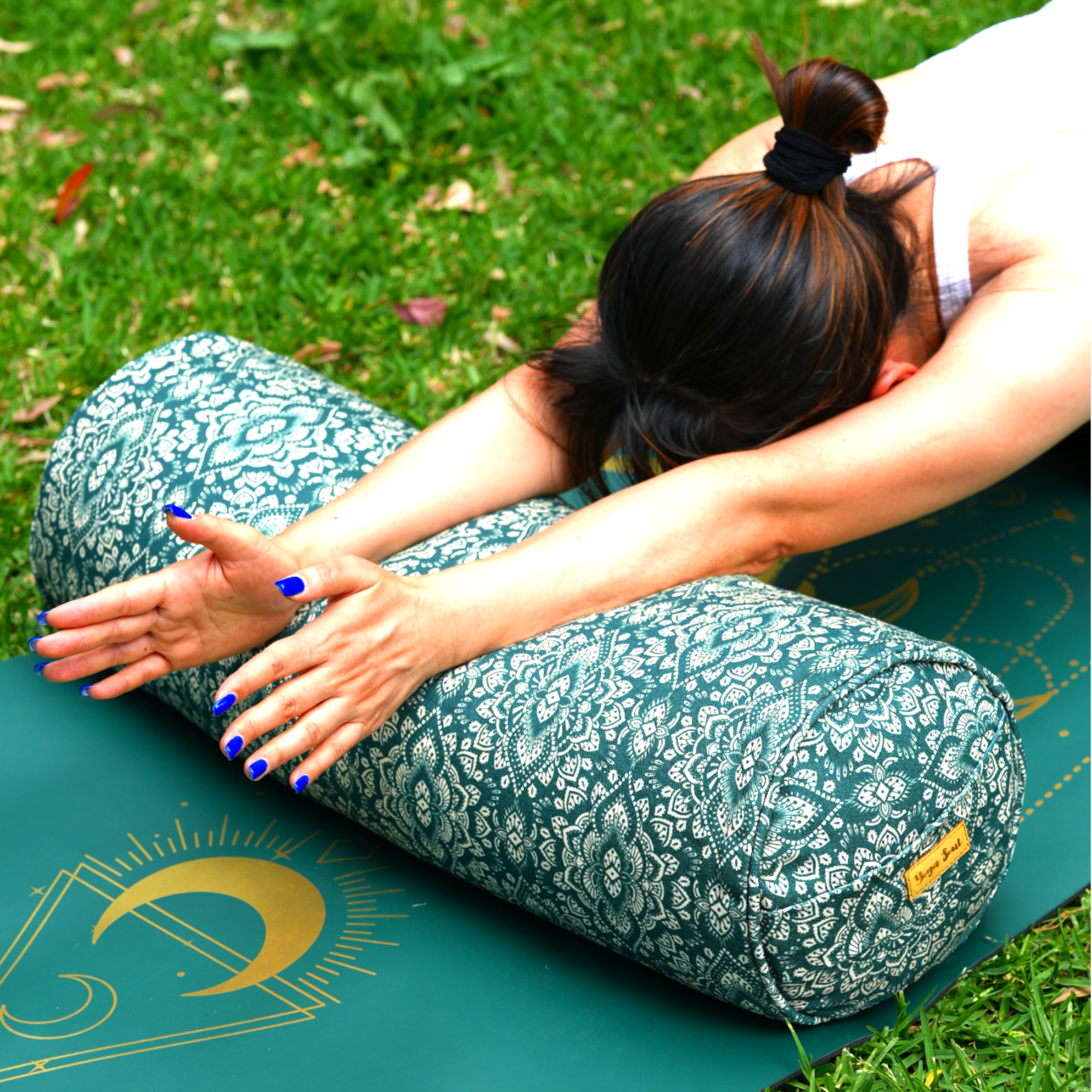 Round Yoga Bolster | Mandala | Trekking Green