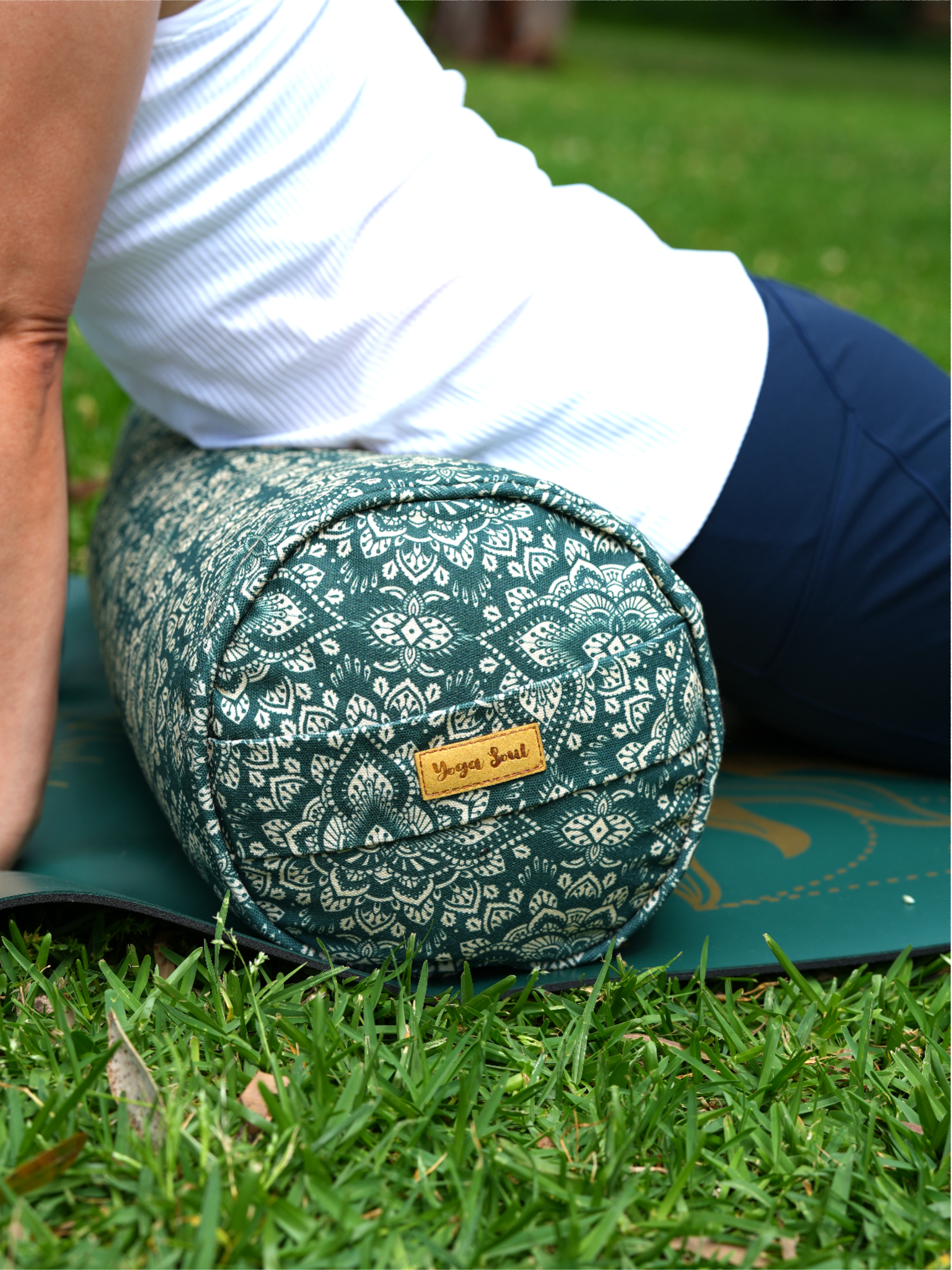 Round Yoga Bolster | Mandala | Trekking Green
