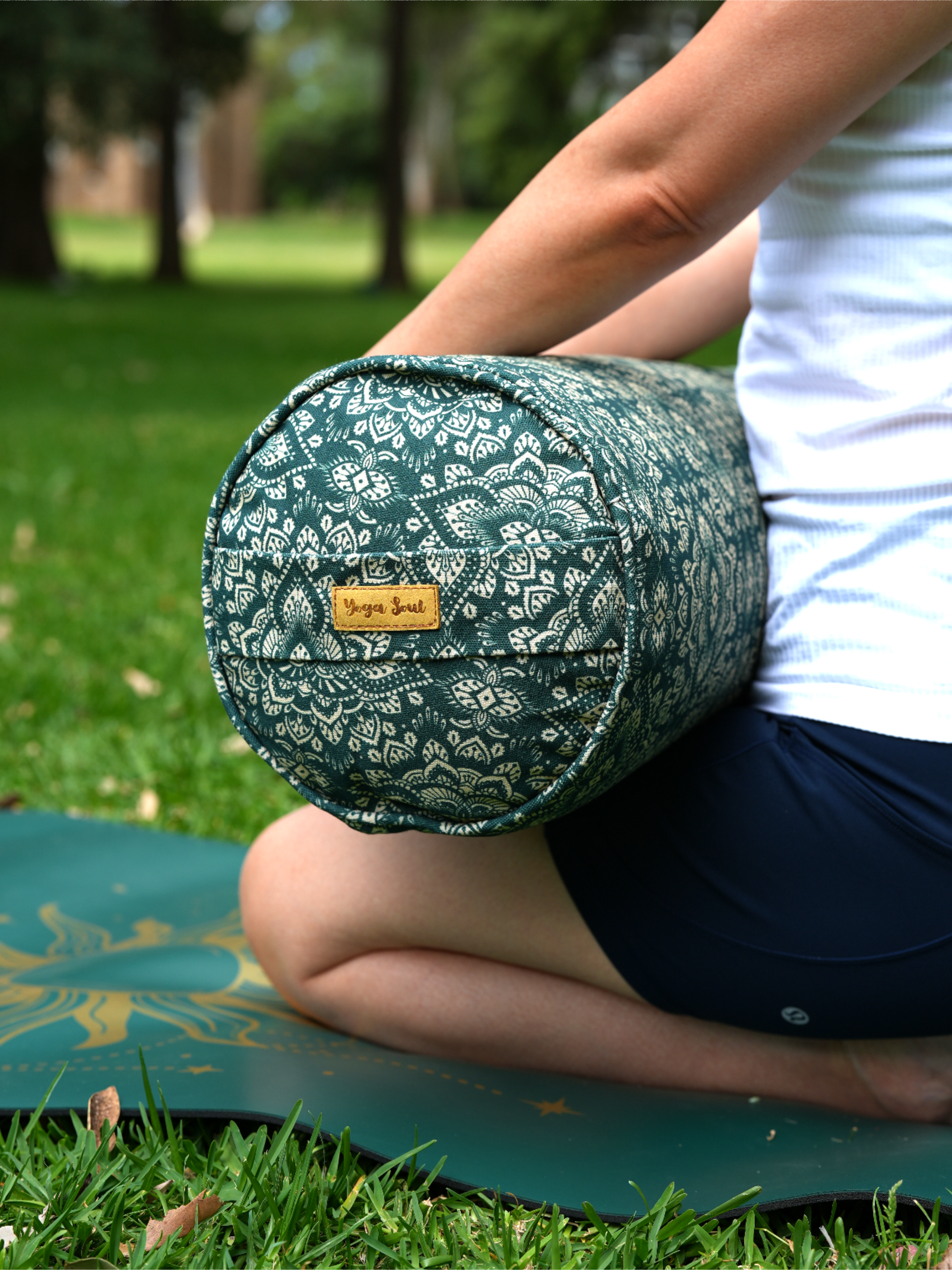 Round Yoga Bolster | Mandala | Trekking Green