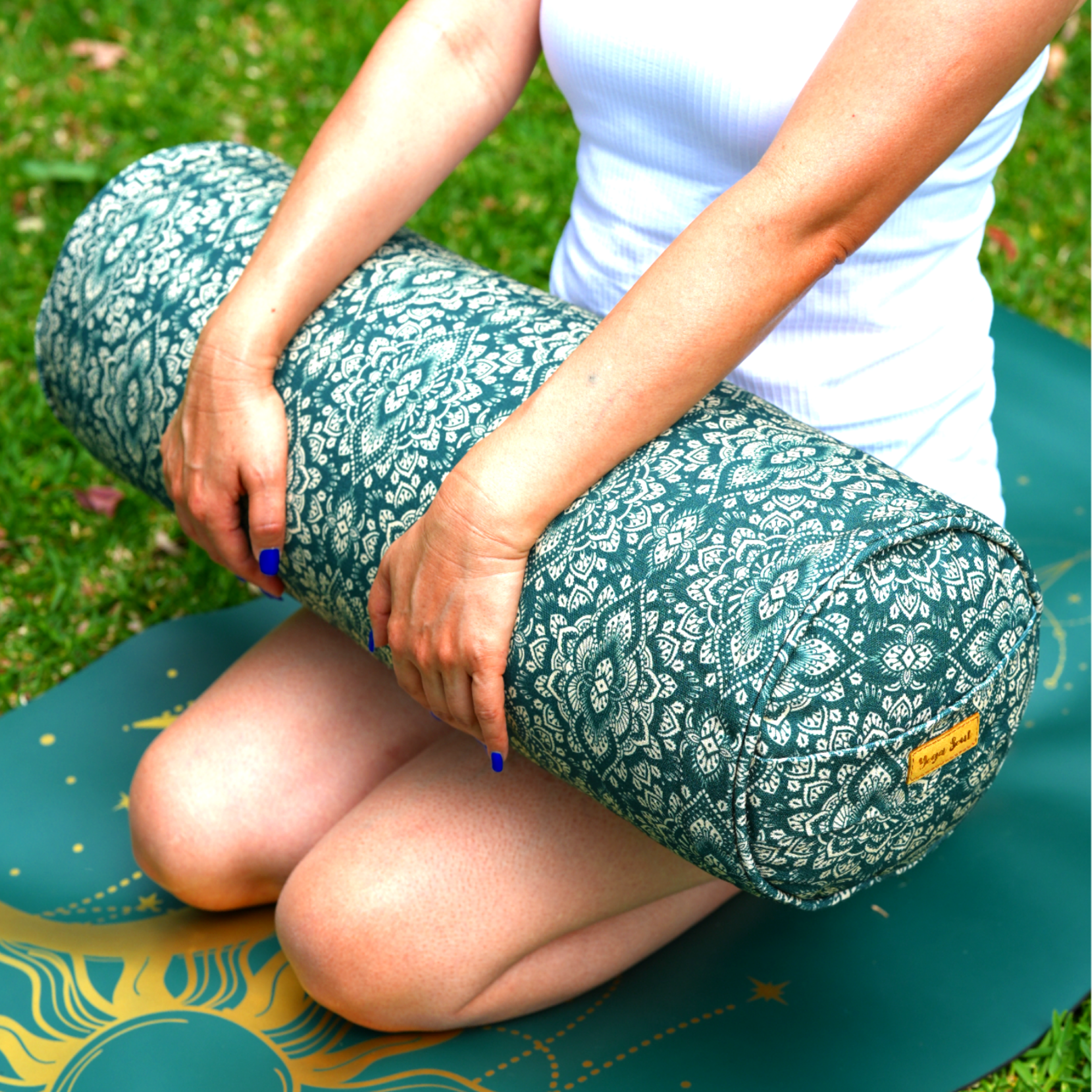 Round Yoga Bolster | Mandala | Trekking Green