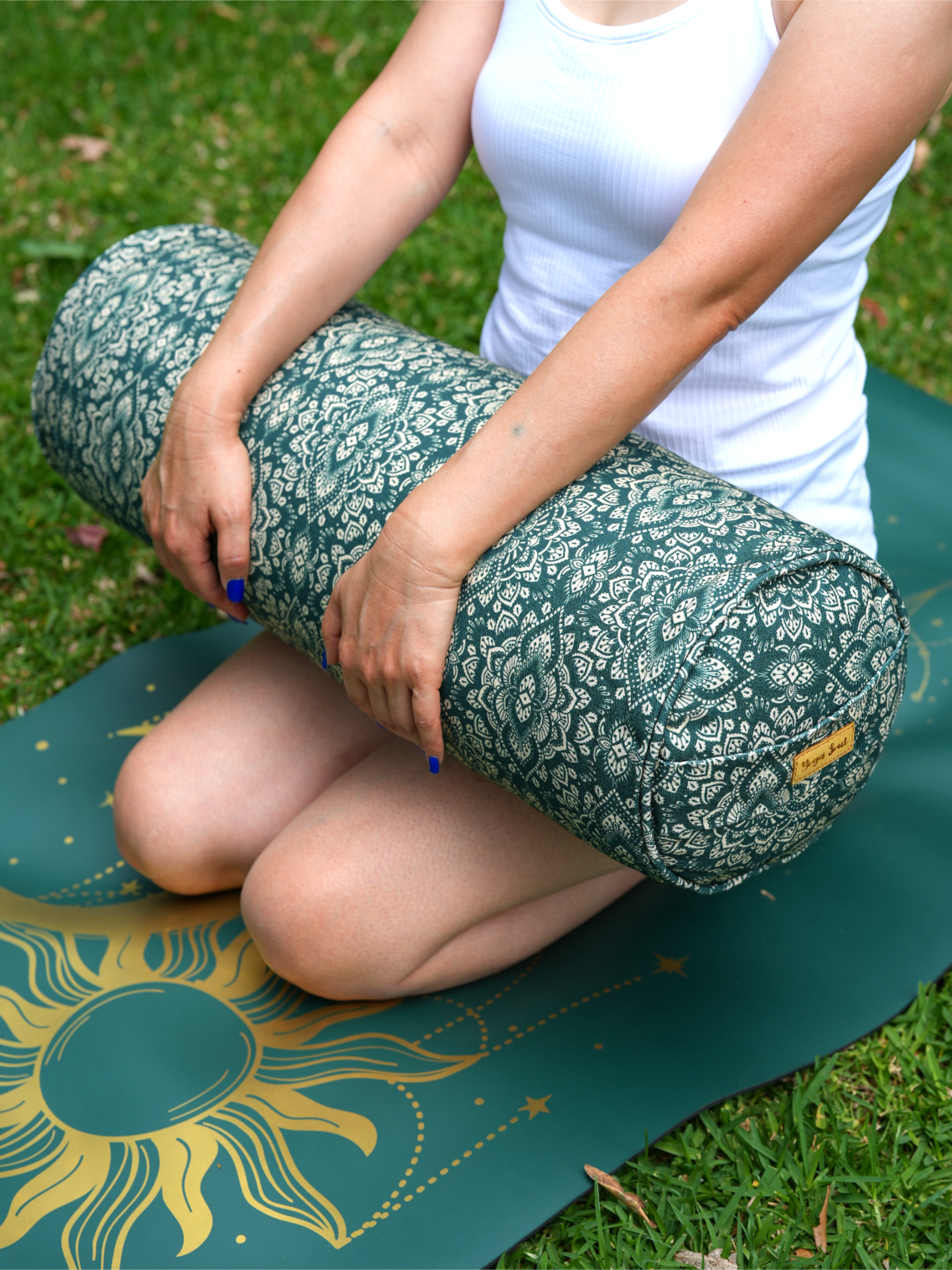Round Yoga Bolster | Mandala | Trekking Green