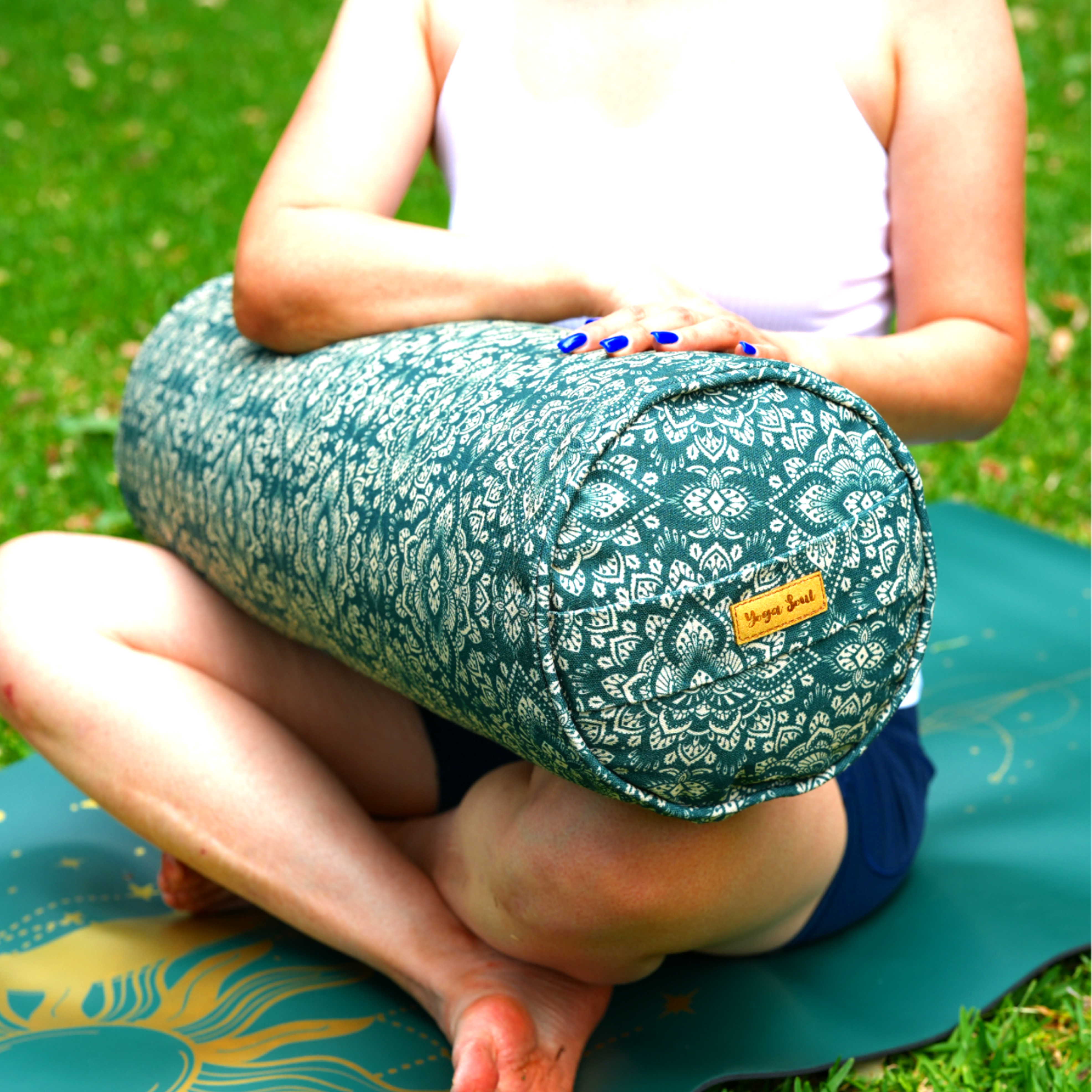 Round Yoga Bolster | Mandala | Trekking Green