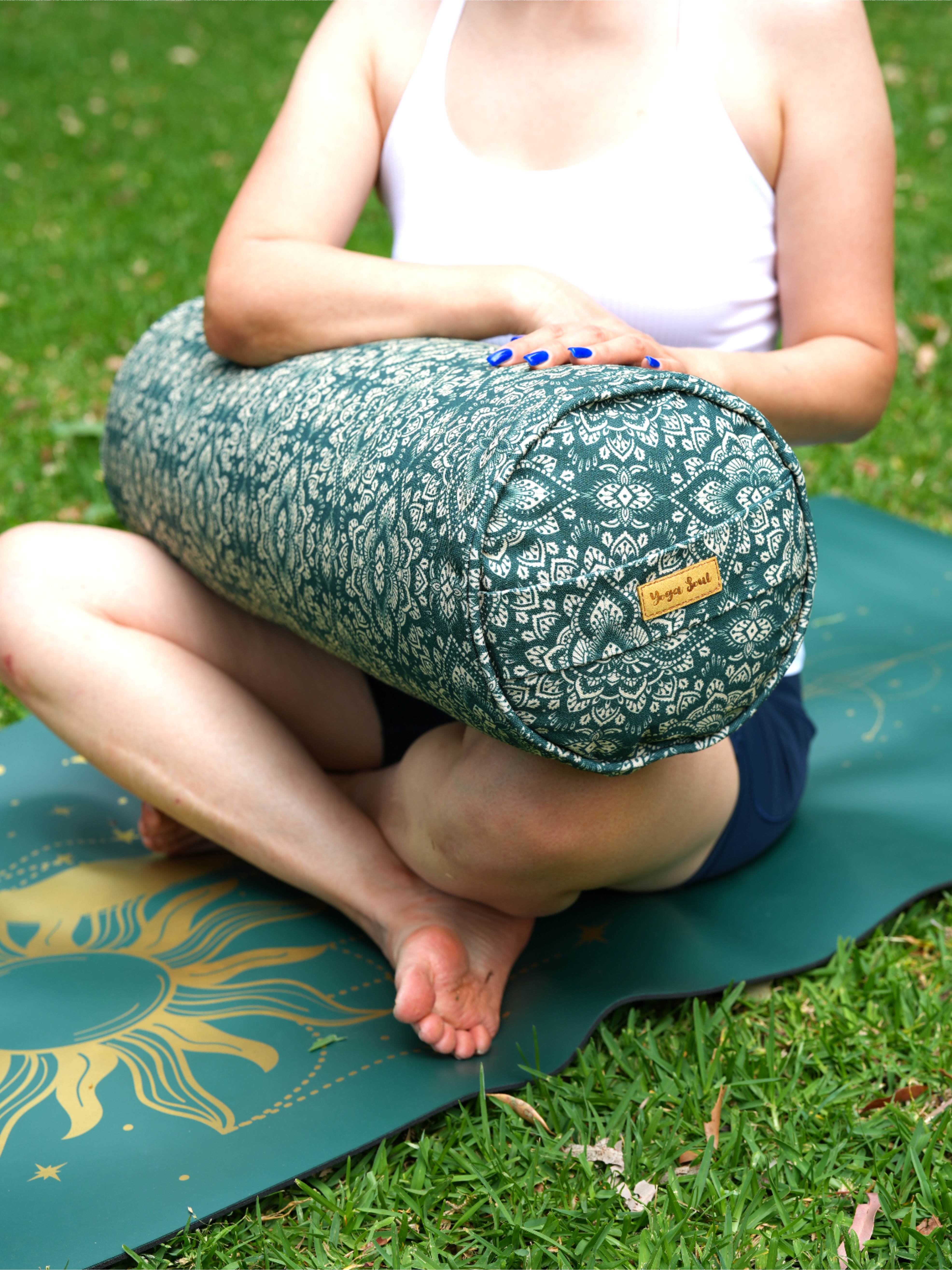 Round Yoga Bolster | Mandala | Trekking Green