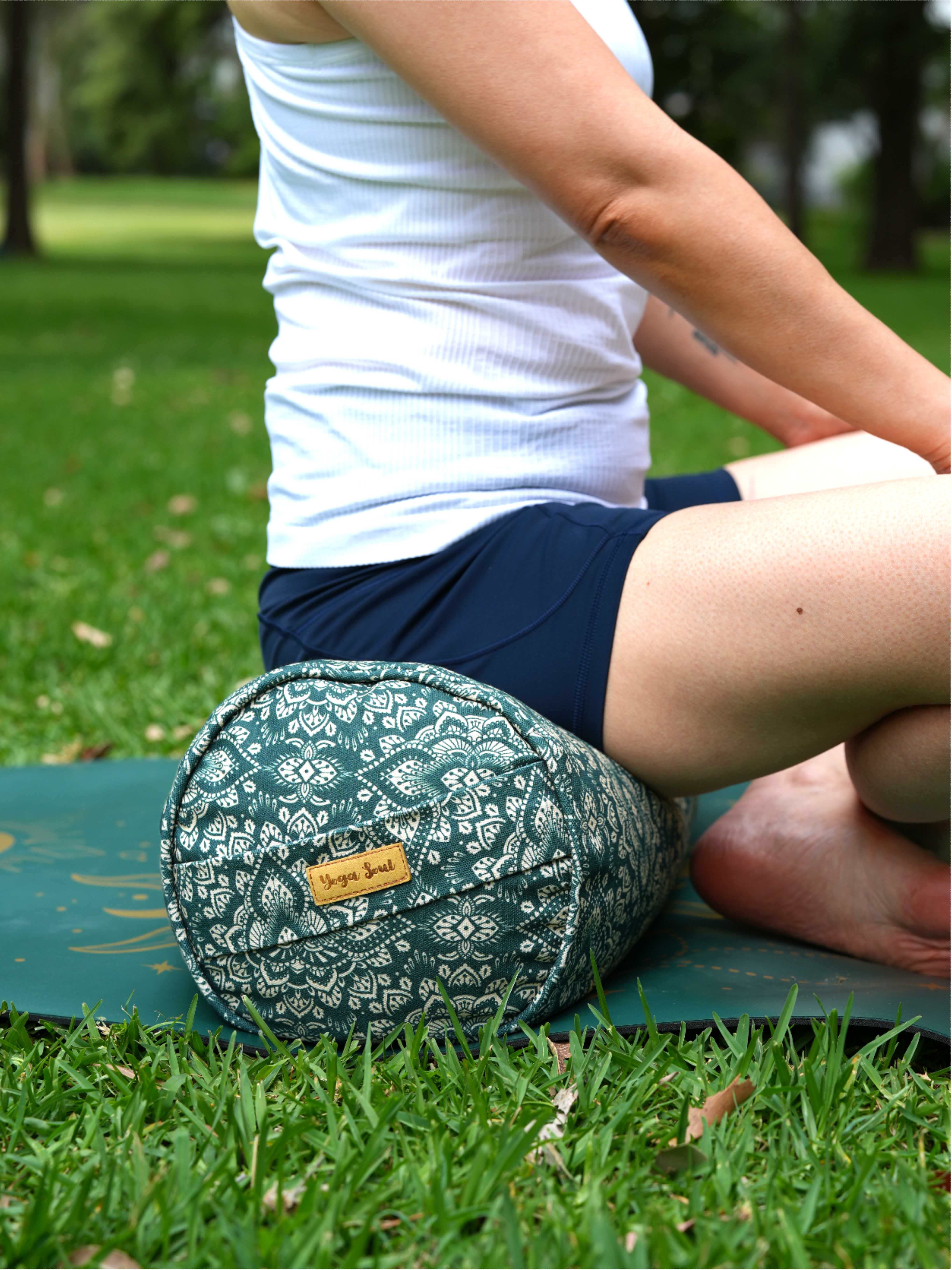 Round Yoga Bolster | Mandala | Trekking Green